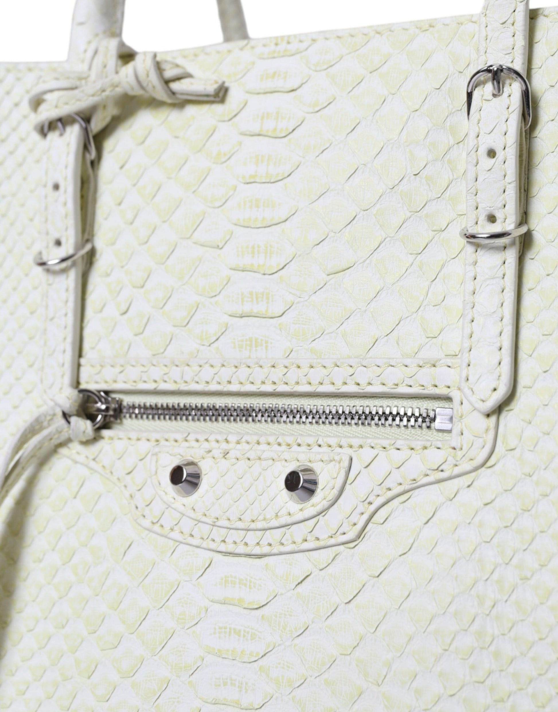 Borsa Balenciaga Shopping Tote in Pelle Esotica Bianca