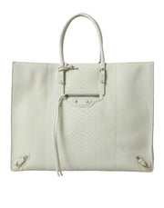Borsa Balenciaga Shopping Tote in Pelle Esotica Bianca