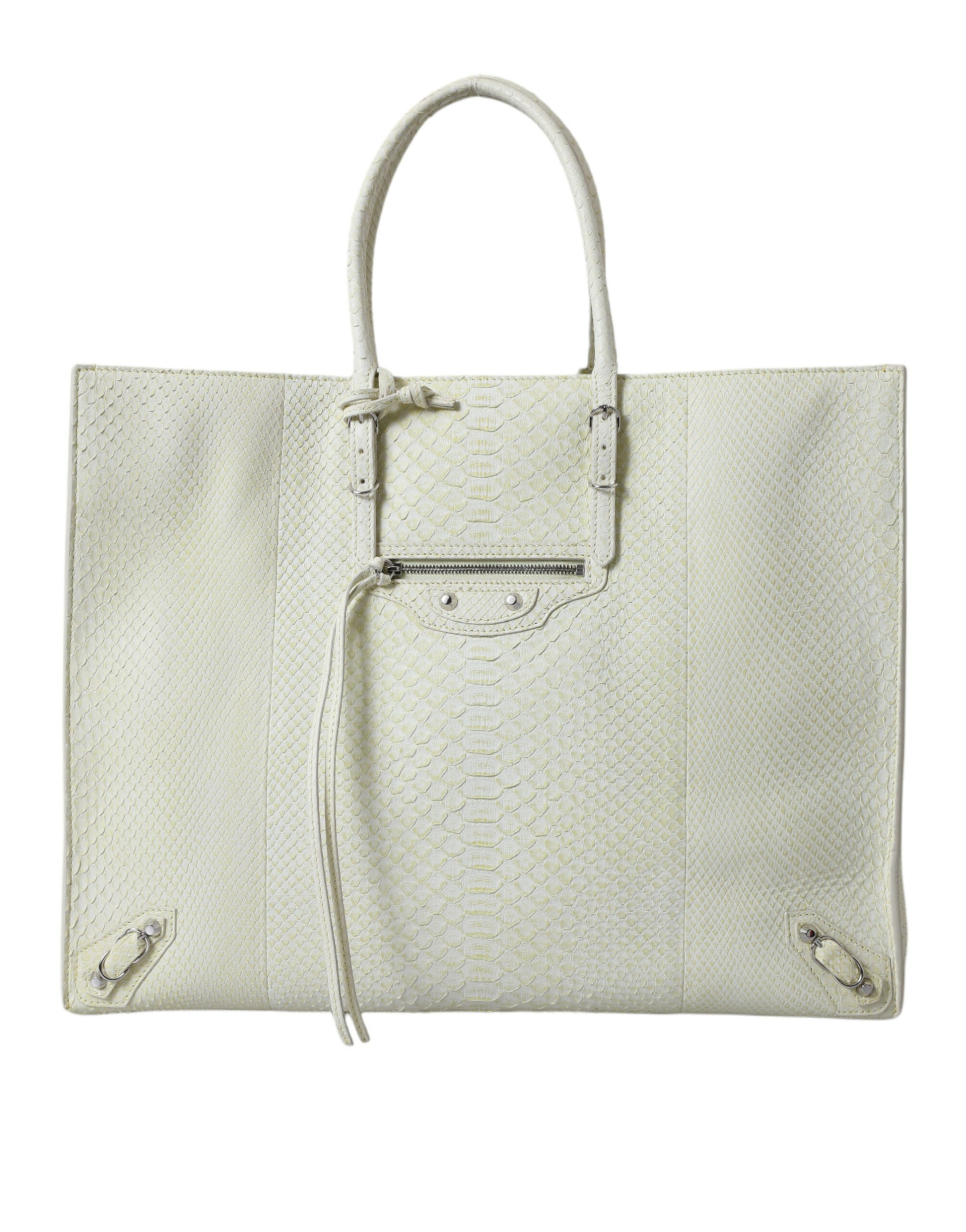 Borsa Balenciaga Shopping Tote in Pelle Esotica Bianca