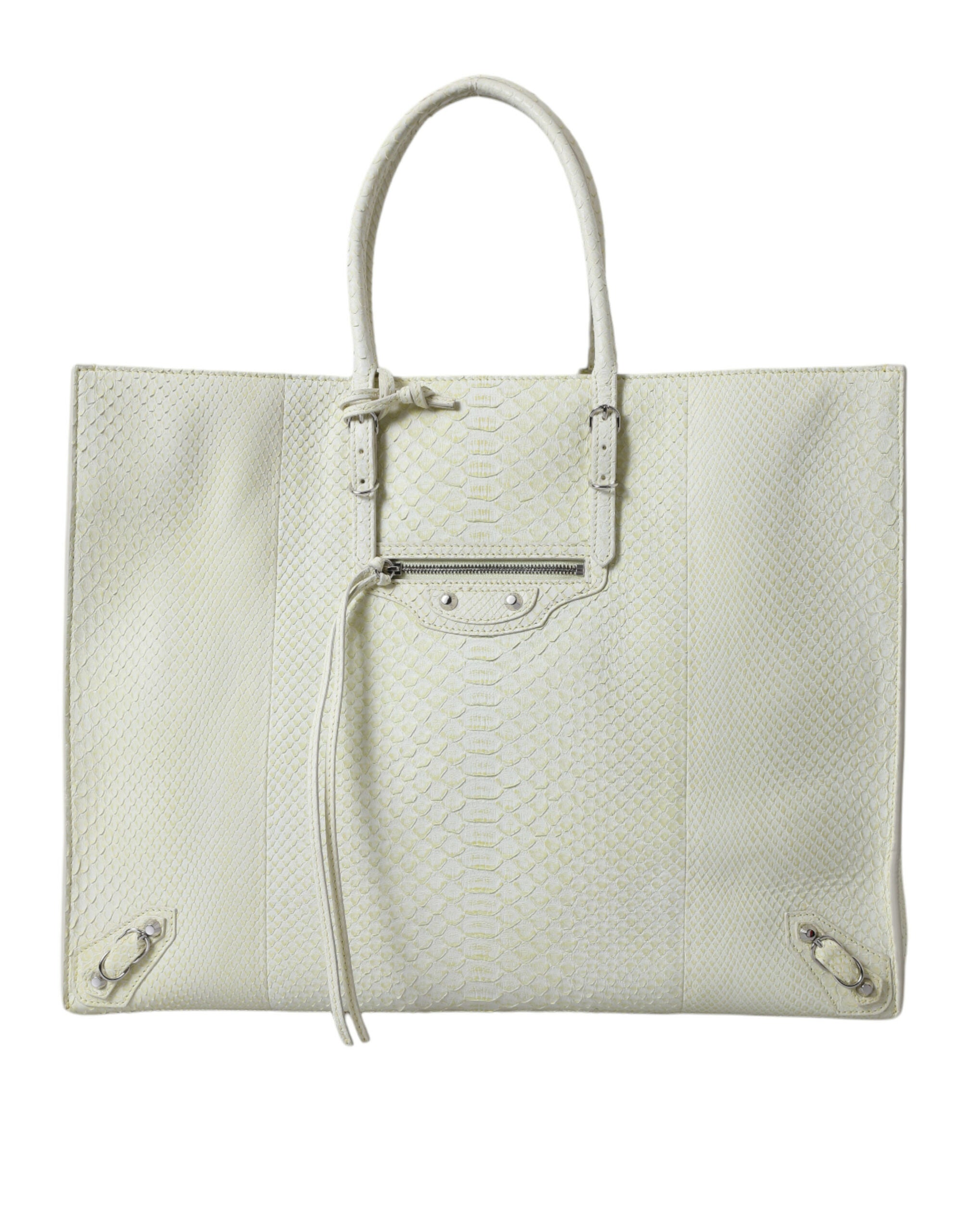 Borsa Balenciaga Shopping Tote in Pelle Esotica Bianca