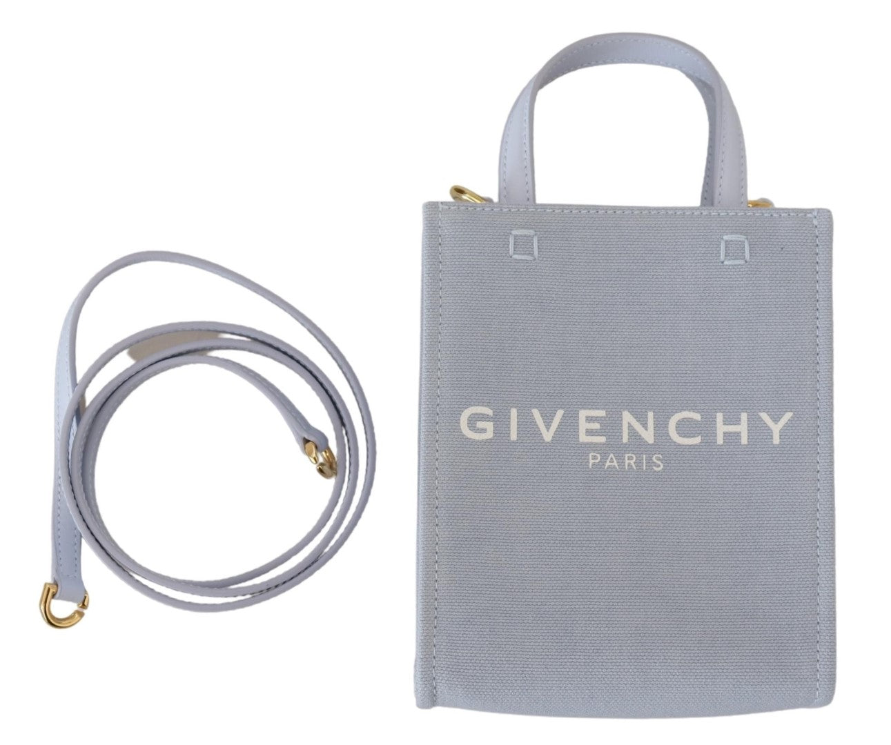 Borsa Givenchy Vertical Cloud Mini a Spalla in Tela di Cotone Blu, Made in Italy