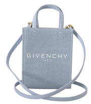 Borsa Givenchy Vertical Cloud Mini a Spalla in Tela di Cotone Blu, Made in Italy