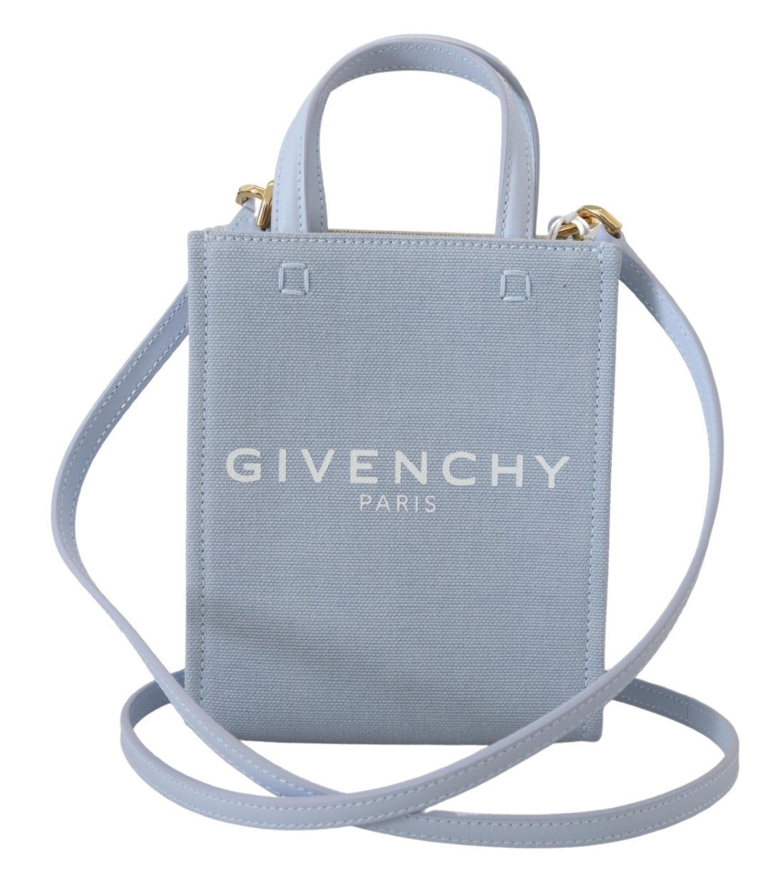 Borsa Givenchy Vertical Cloud Mini a Spalla in Tela di Cotone Blu, Made in Italy