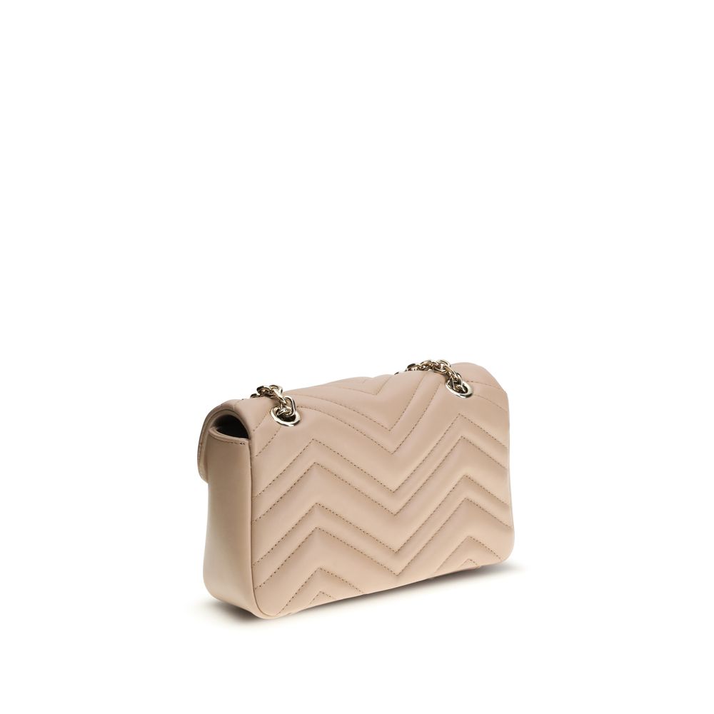 Borsa Gucci GG Marmont Piccola a Spalla in Pelle di Agnello Chevron Beige Rosato