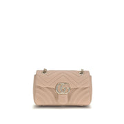 Borsa Gucci GG Marmont Piccola a Spalla in Pelle di Agnello Chevron Beige Rosato