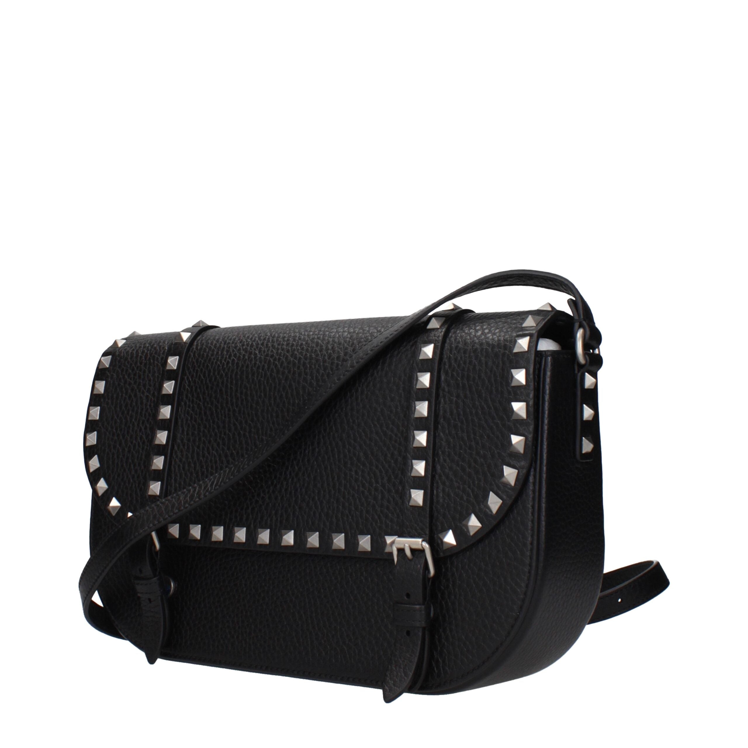 Borsa Messenger Grande Valentino Garavani Rockstud in Pelle Nera