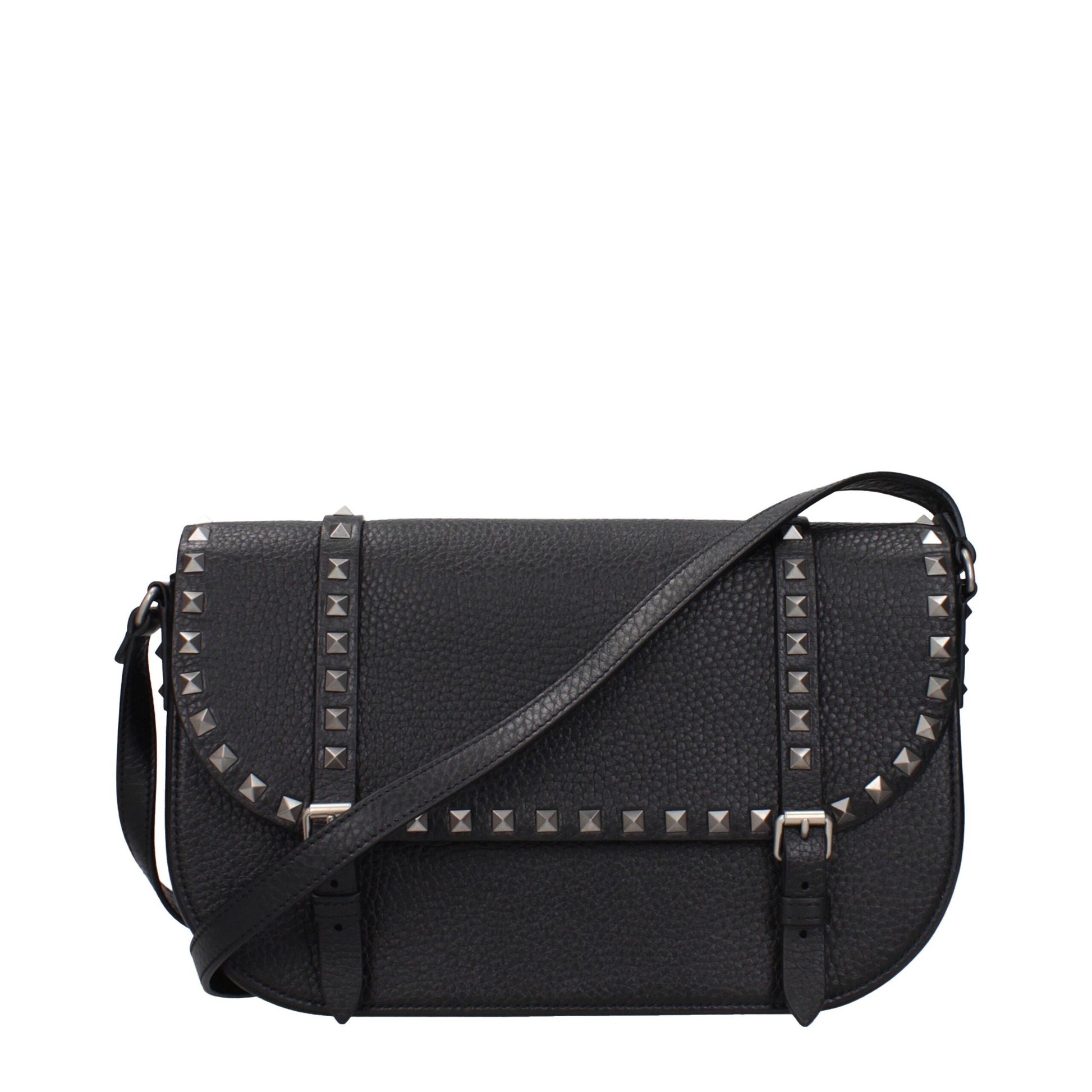 Borsa Messenger Grande Valentino Garavani Rockstud in Pelle Nera