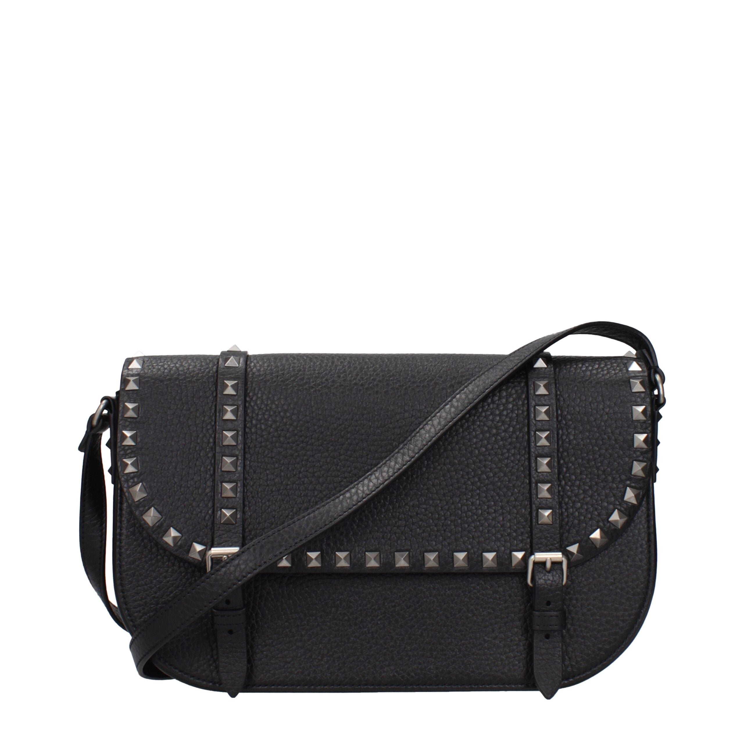 Borsa Messenger Grande Valentino Garavani Rockstud in Pelle Nera