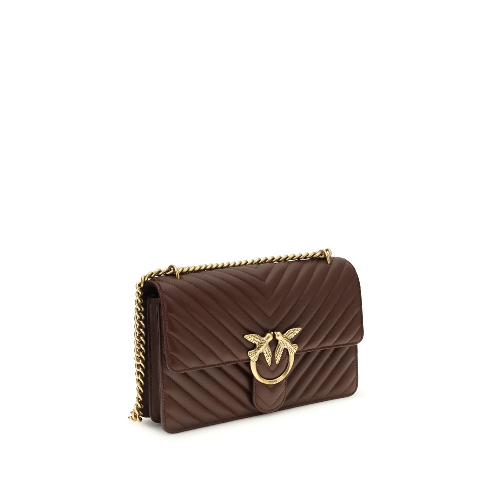 Borsa Pinko Love One Classic in Pelle di Vitello Trapuntata Marrone