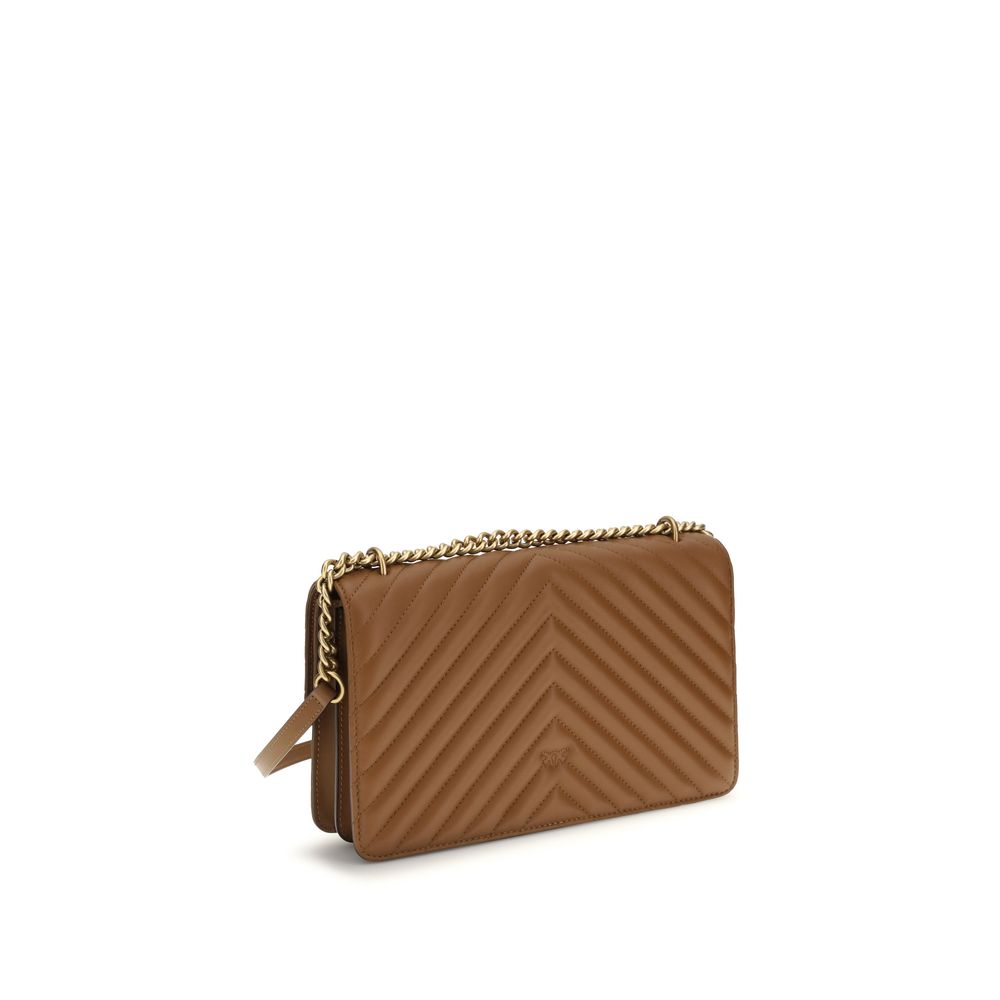 Borsa Pinko Love One Classic in Pelle di Vitello Trapuntata Marrone