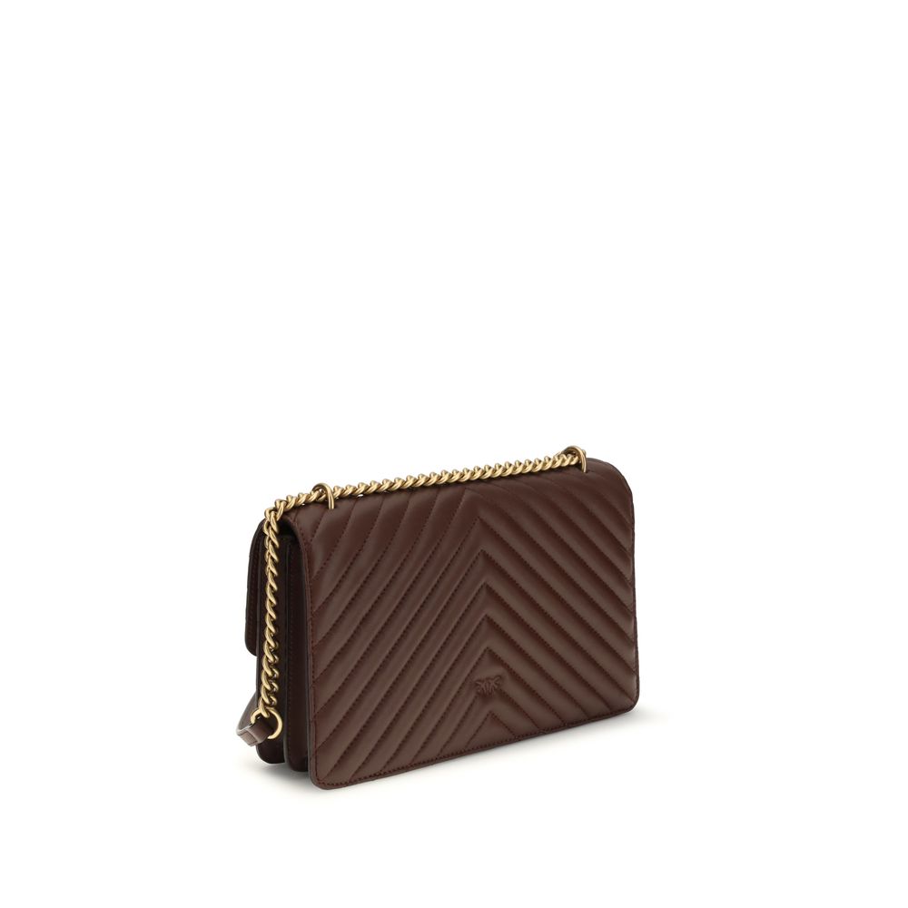 Borsa Pinko Love One Classic in Pelle di Vitello Trapuntata Marrone