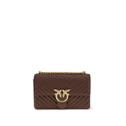 Borsa Pinko Love One Classic in Pelle di Vitello Trapuntata Marrone