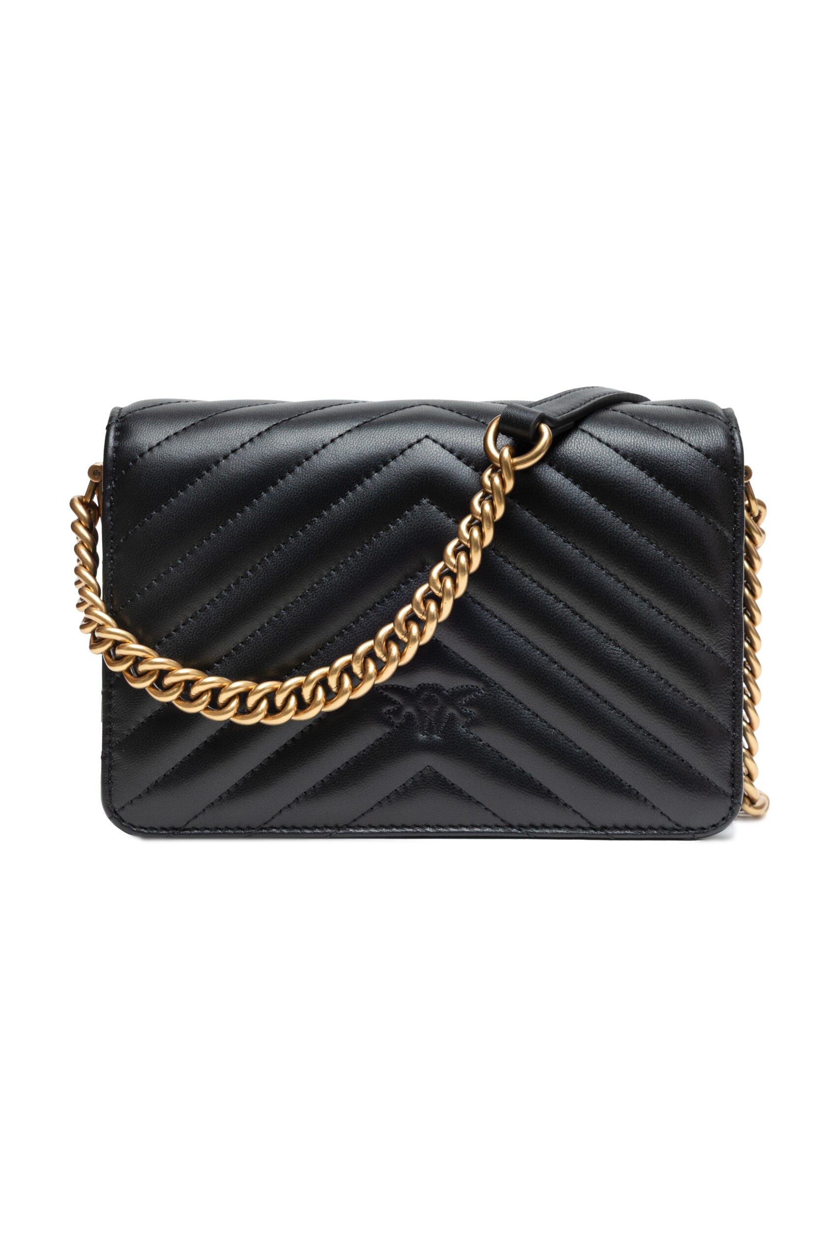 Borsa Pinko Mini Love Bag Click nappa chevron nera