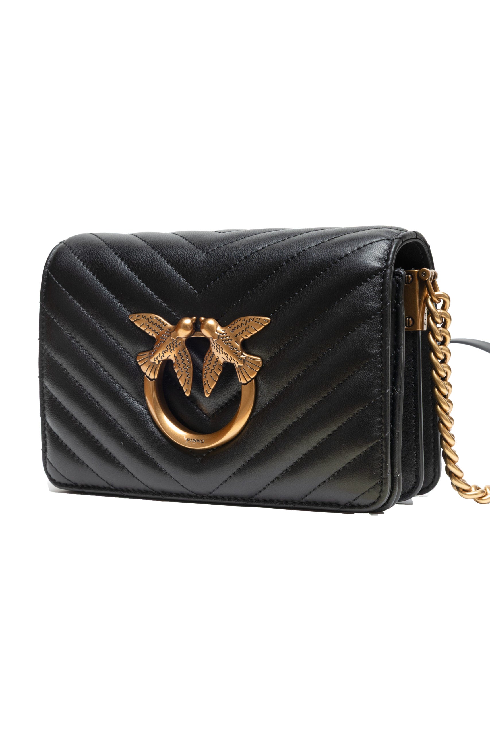 Borsa Pinko Mini Love Bag Click nappa chevron nera