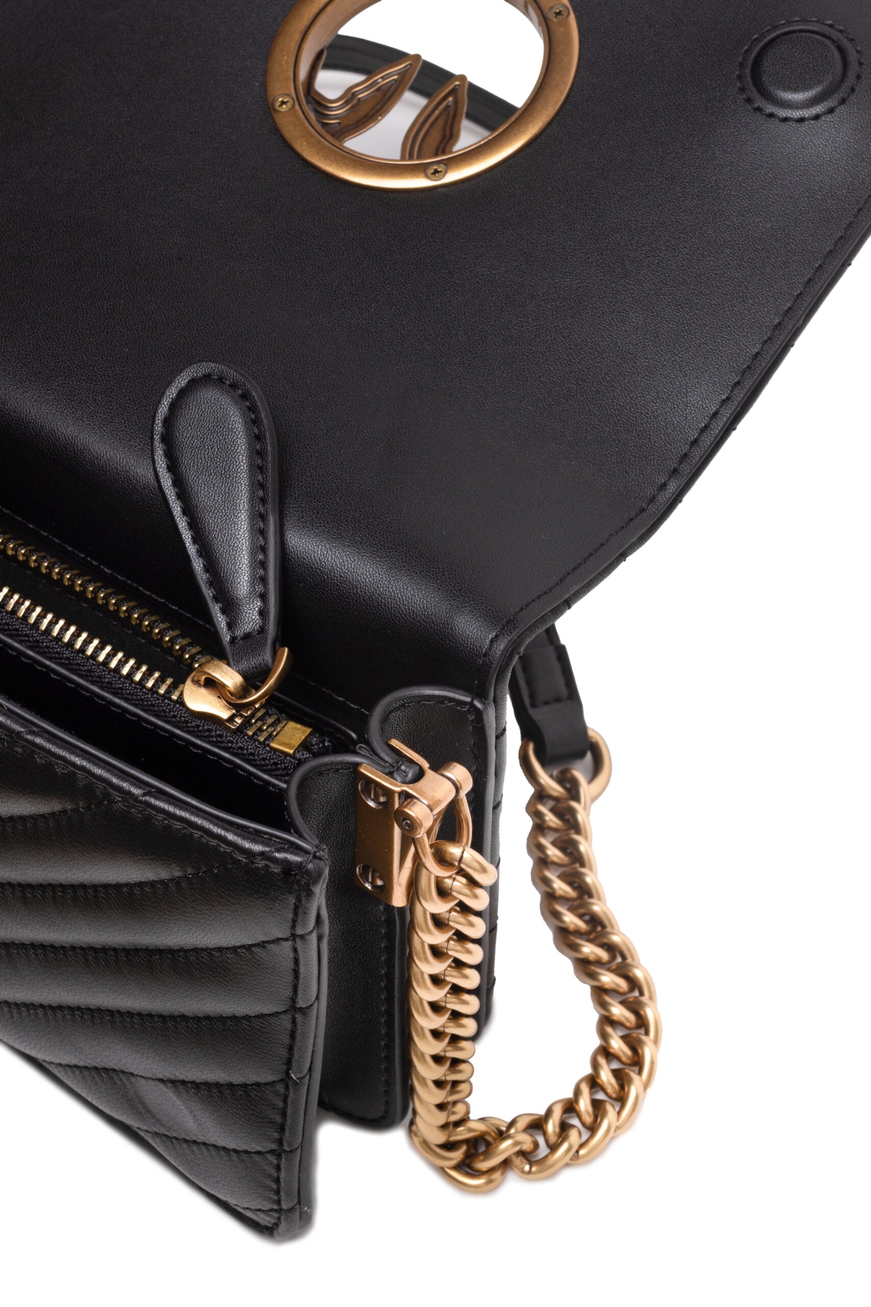 Borsa Pinko Mini Love Bag Click nappa chevron nera