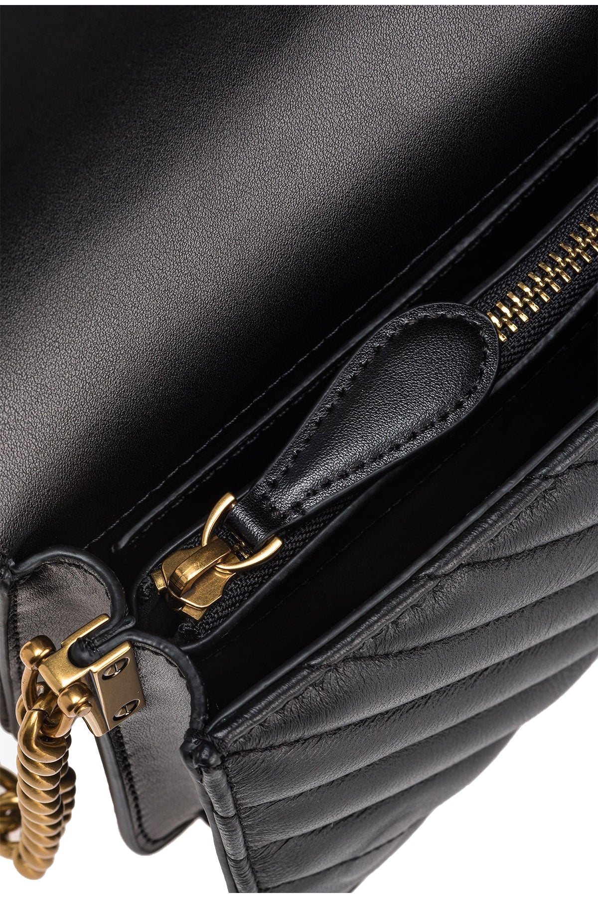 Borsa Pinko Mini Love Bag Click nappa chevron nera