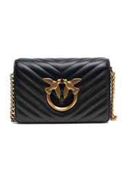 Borsa Pinko Mini Love Bag Click nappa chevron nera