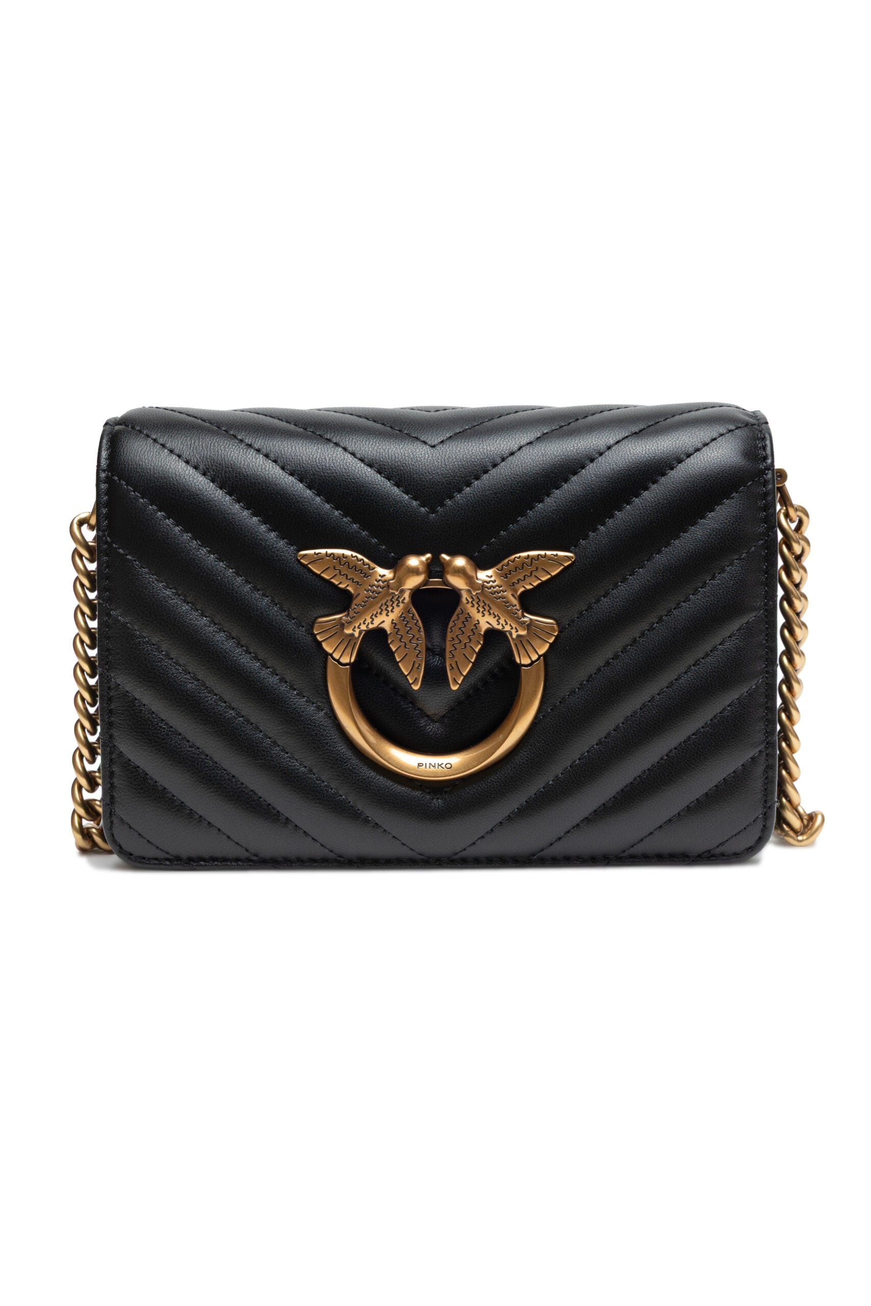 Borsa Pinko Mini Love Bag Click nappa chevron nera