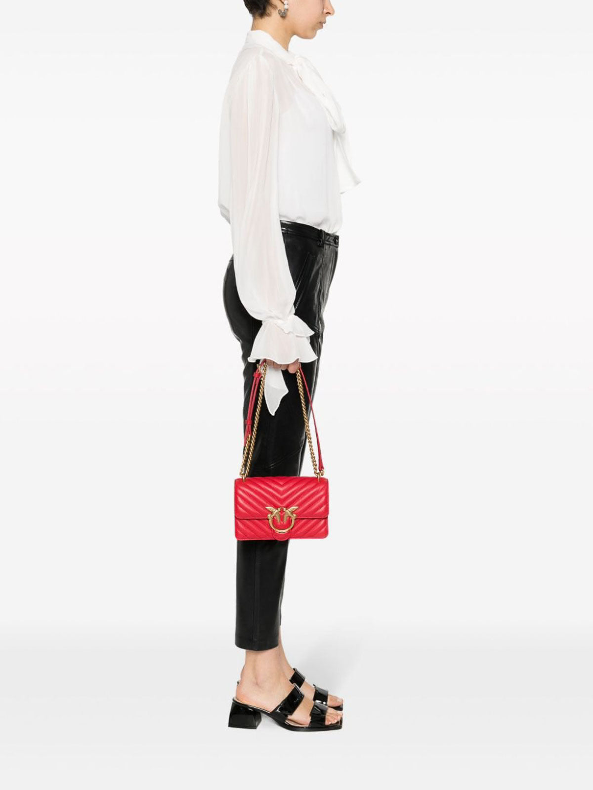 Borsa Pinko Mini Love Bag One Chevron Rossa