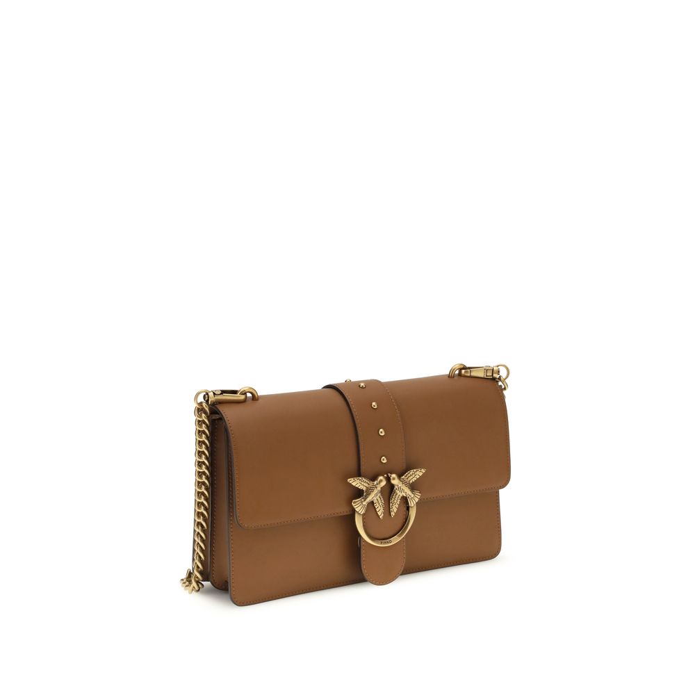 Borsa Pinko One Simply Love Bag Icon in Pelle di Vitello Marrone