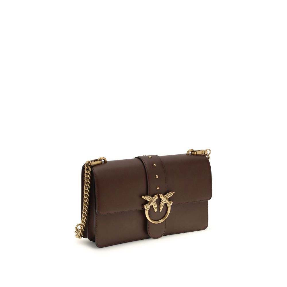Borsa Pinko One Simply Love Bag Icon in Pelle di Vitello Marrone