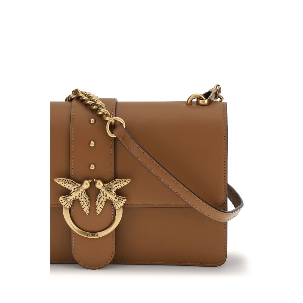 Borsa Pinko One Simply Love Bag Icon in Pelle di Vitello Marrone