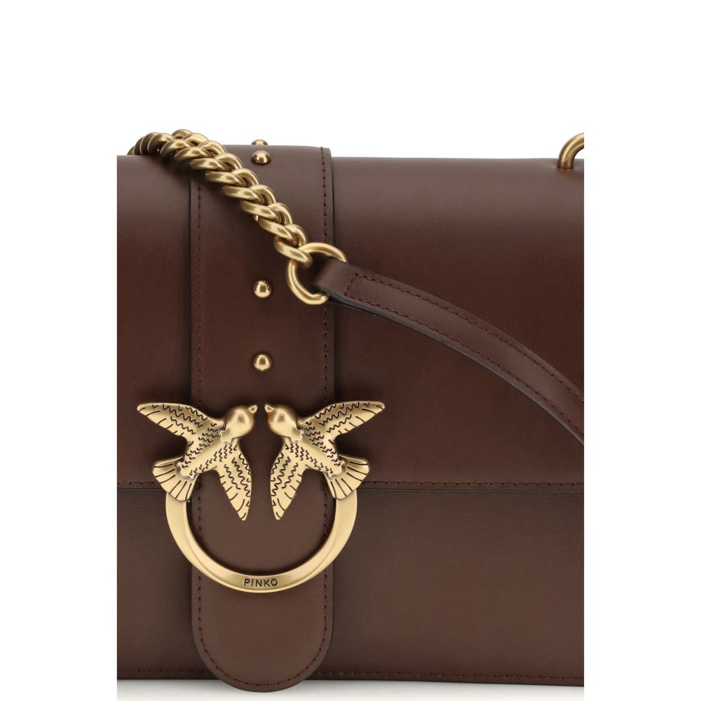 Borsa Pinko One Simply Love Bag Icon in Pelle di Vitello Marrone