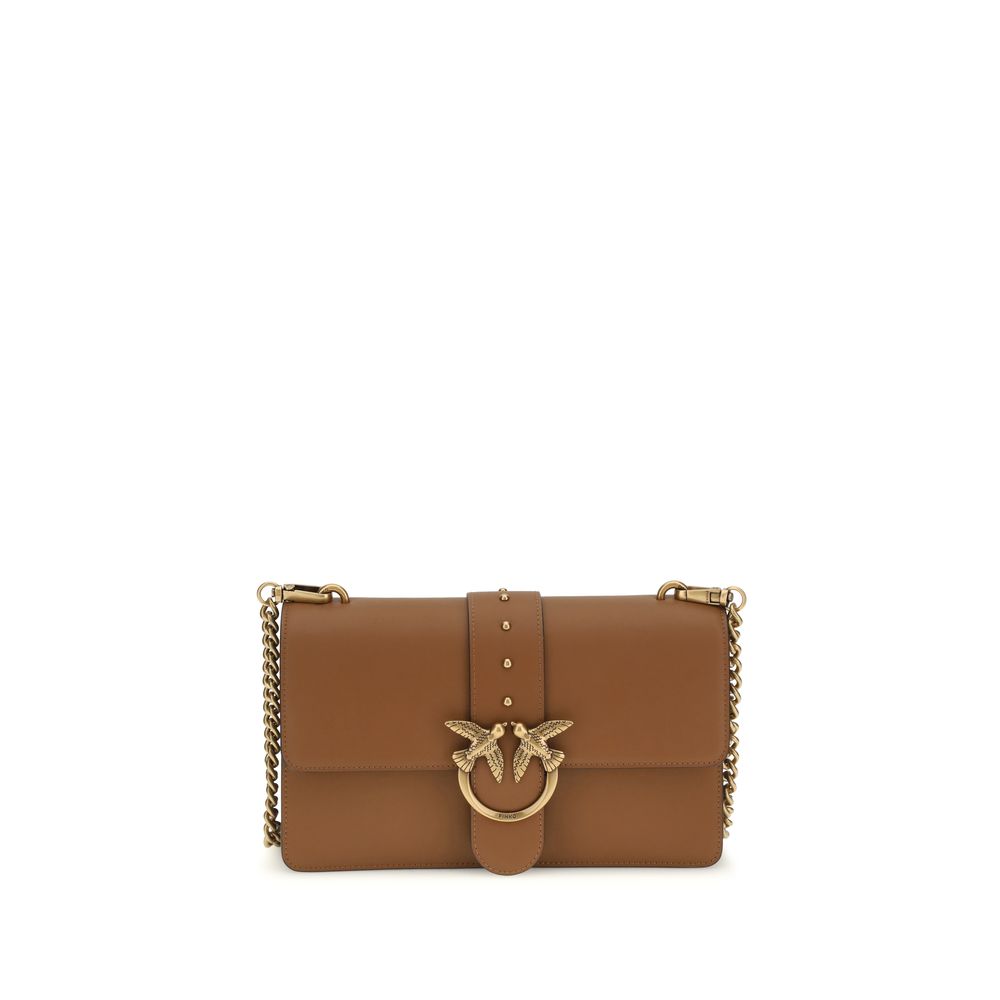Borsa Pinko One Simply Love Bag Icon in Pelle di Vitello Marrone