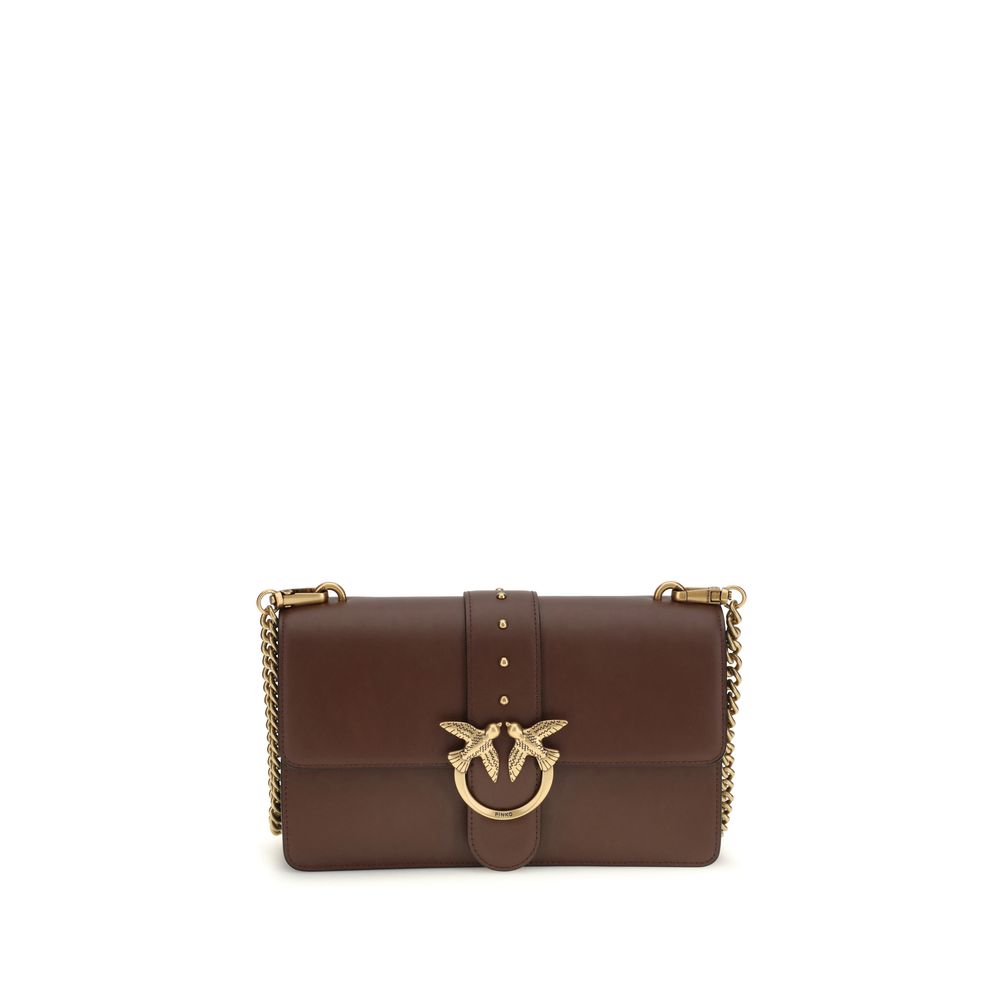 Borsa Pinko One Simply Love Bag Icon in Pelle di Vitello Marrone