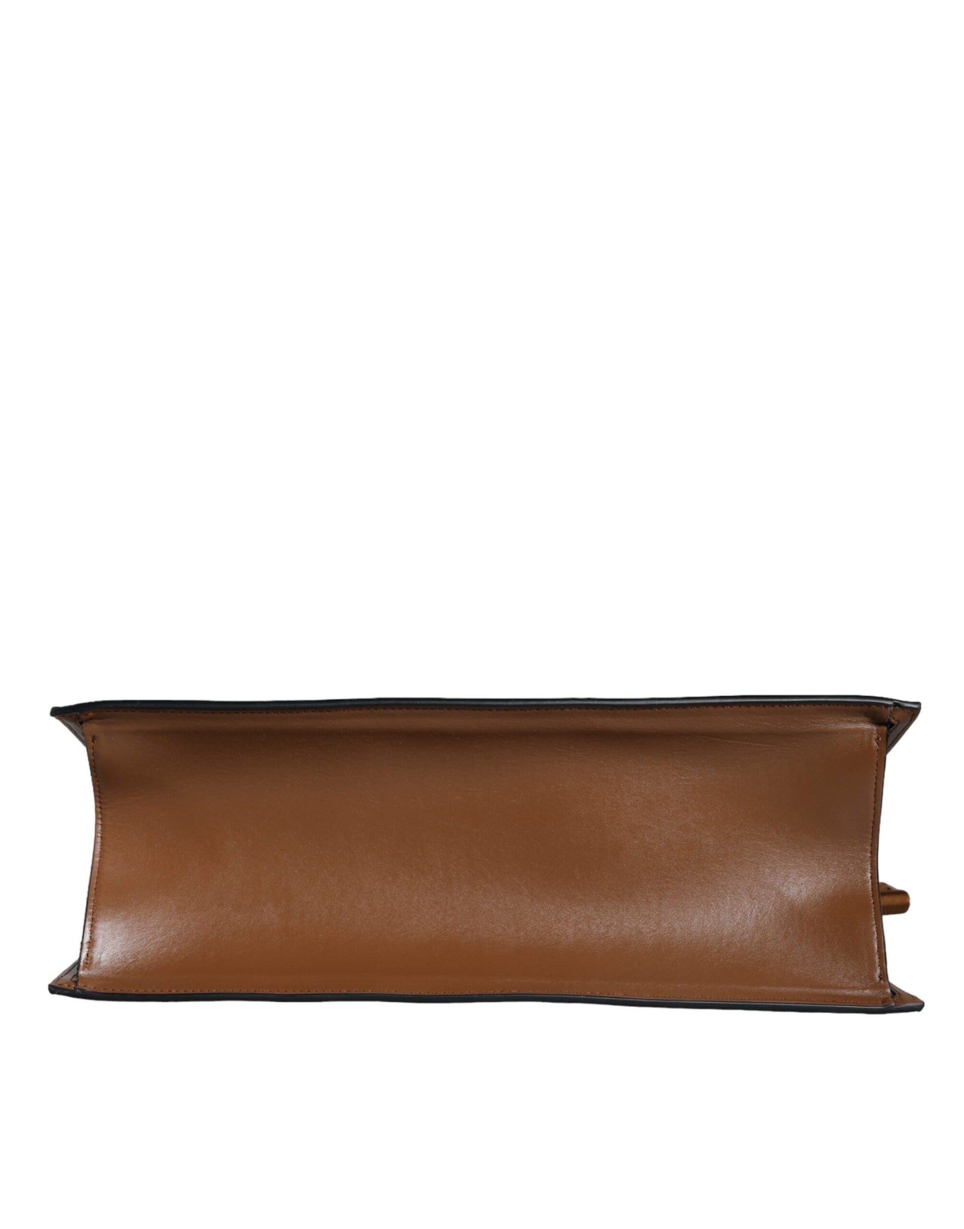 Borsa Tote Maxi Versace in Jacquard Marrone, Dettagli in Pelle e Tracolla 130cm