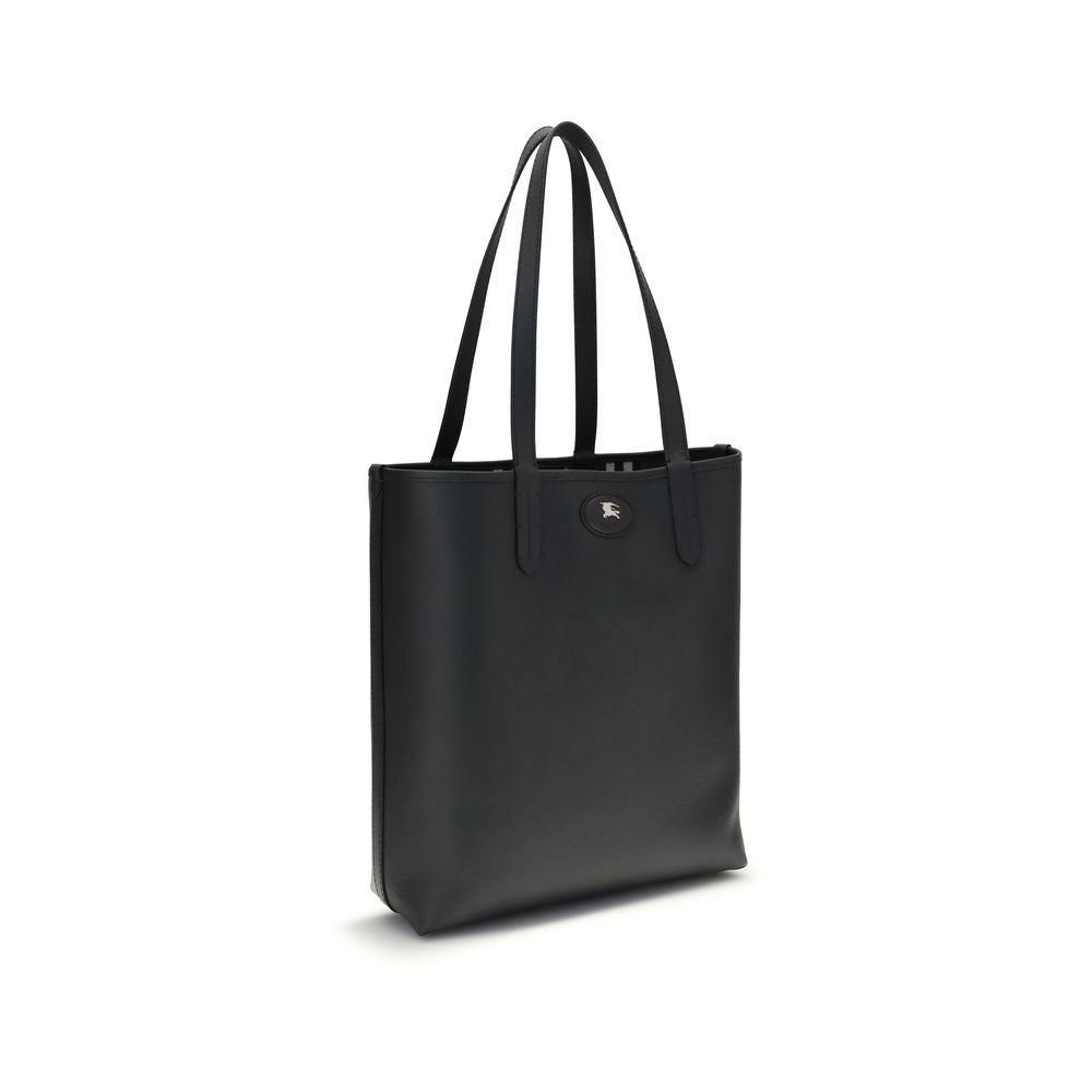 Borsa Tote Reversibile Burberry Bloomsbury in Pelle Nera e Tela Check