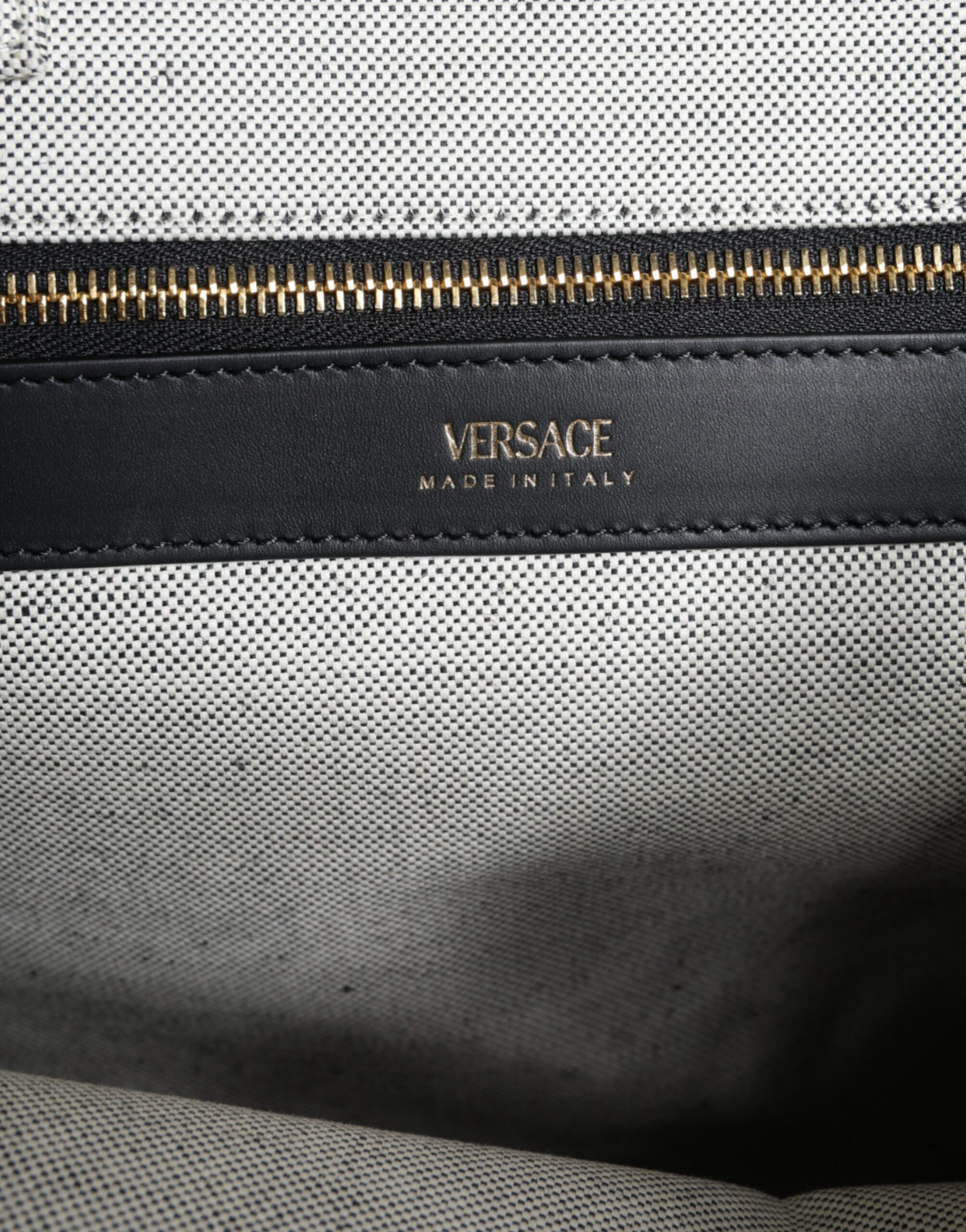 Borsa Tote Versace in Lana e Pelle Bianca, Tracolla 99cm