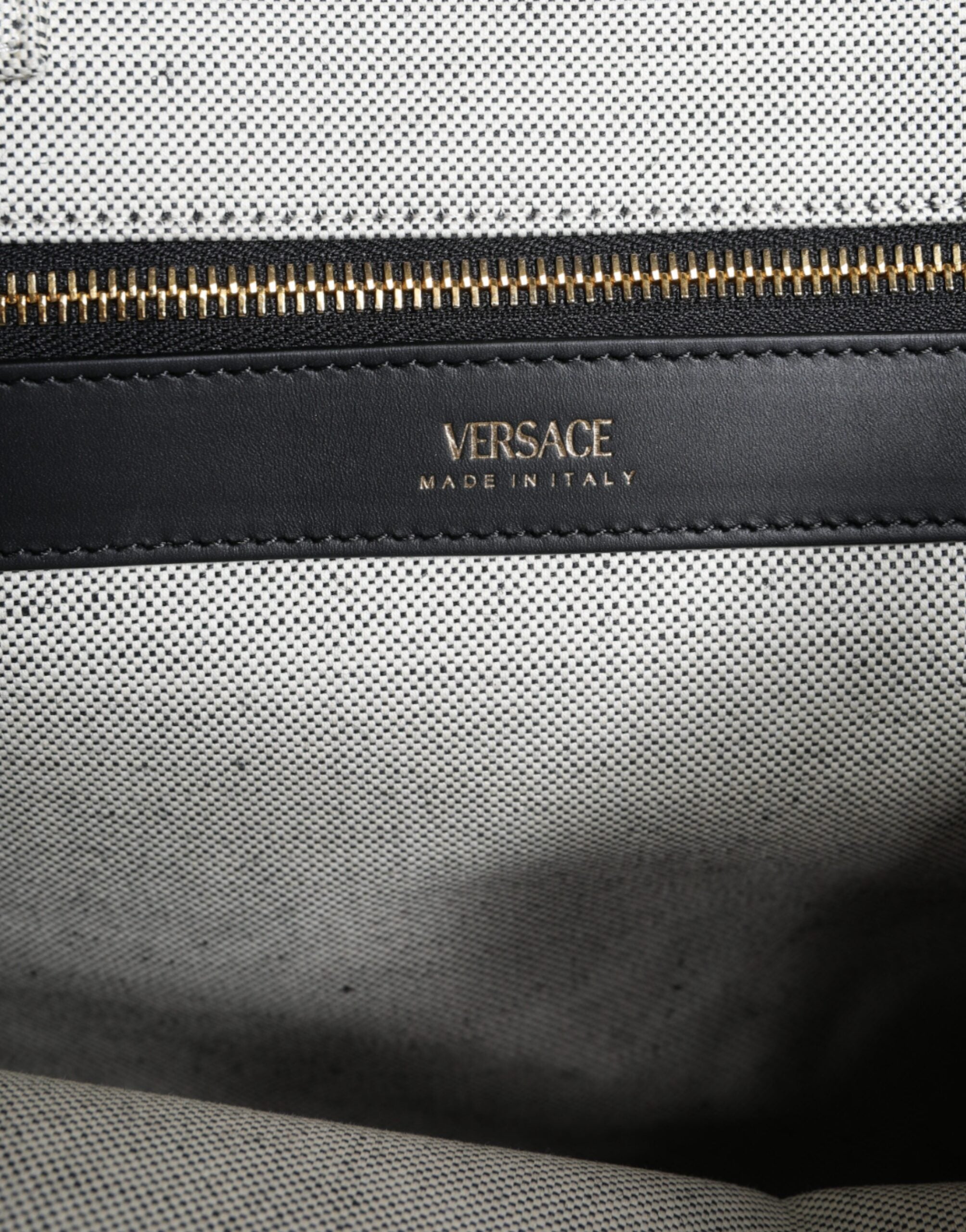 Borsa Tote Versace in Lana e Pelle Bianca, Tracolla 99cm