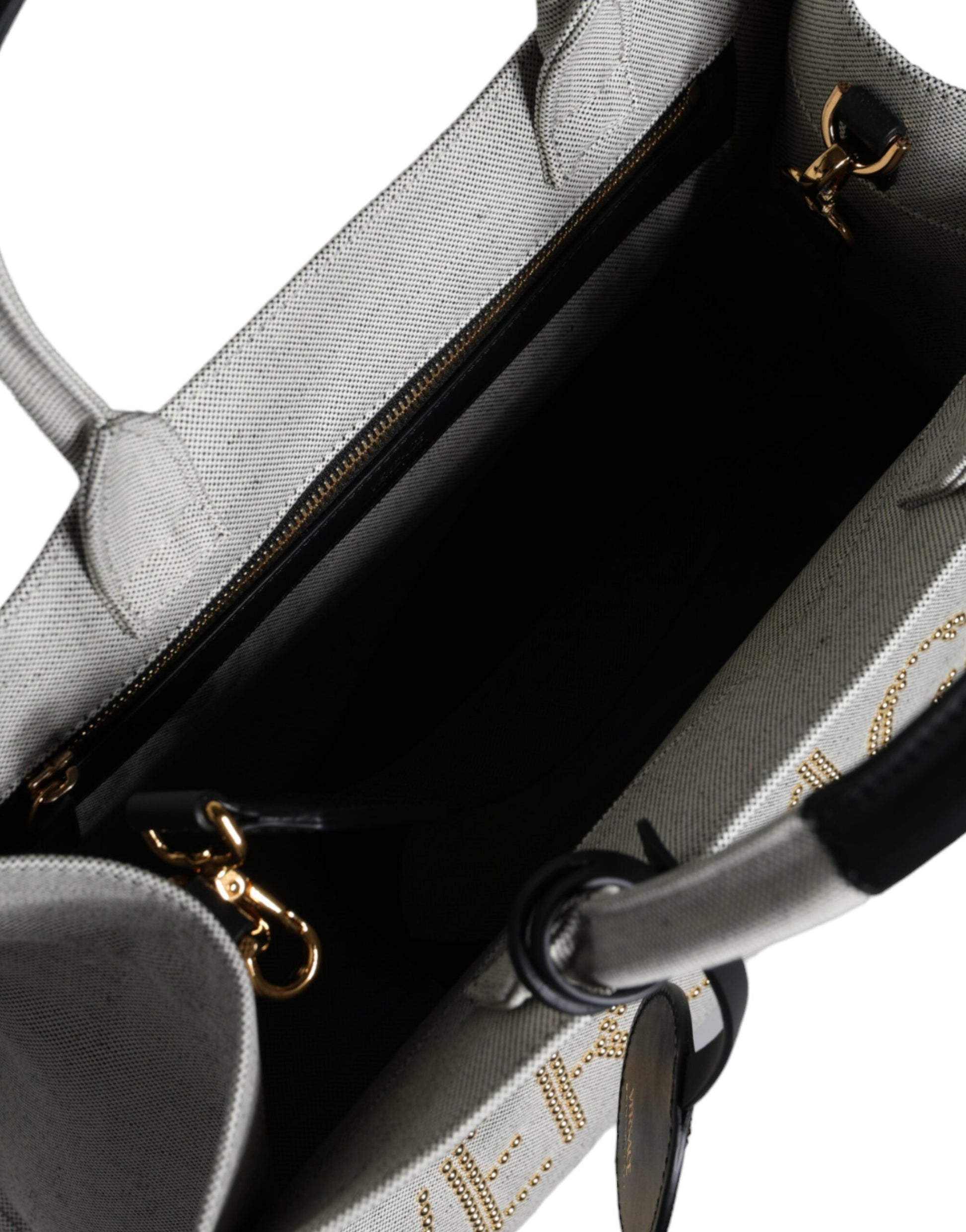 Borsa Tote Versace in Lana e Pelle Bianca, Tracolla 99cm