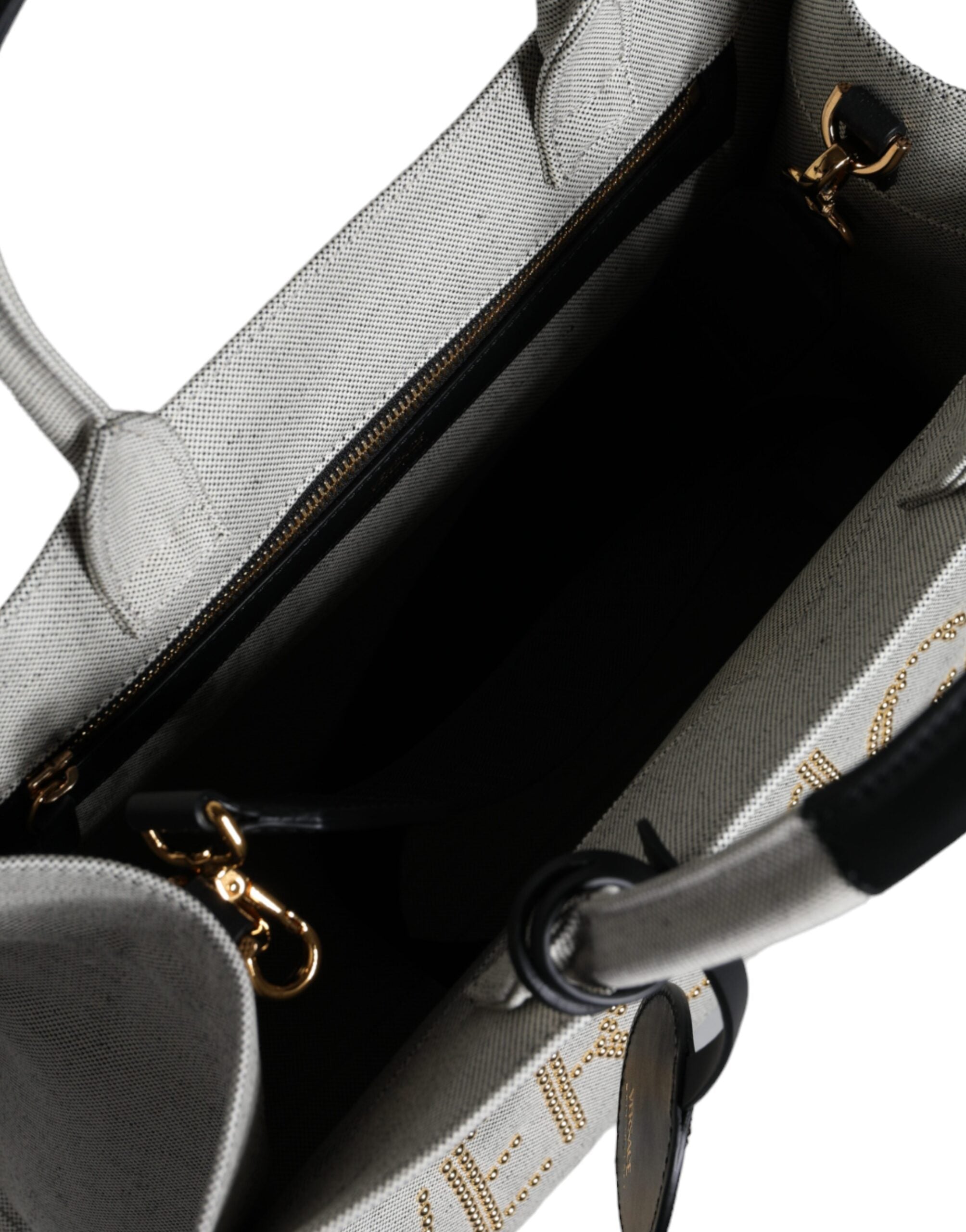 Borsa Tote Versace in Lana e Pelle Bianca, Tracolla 99cm