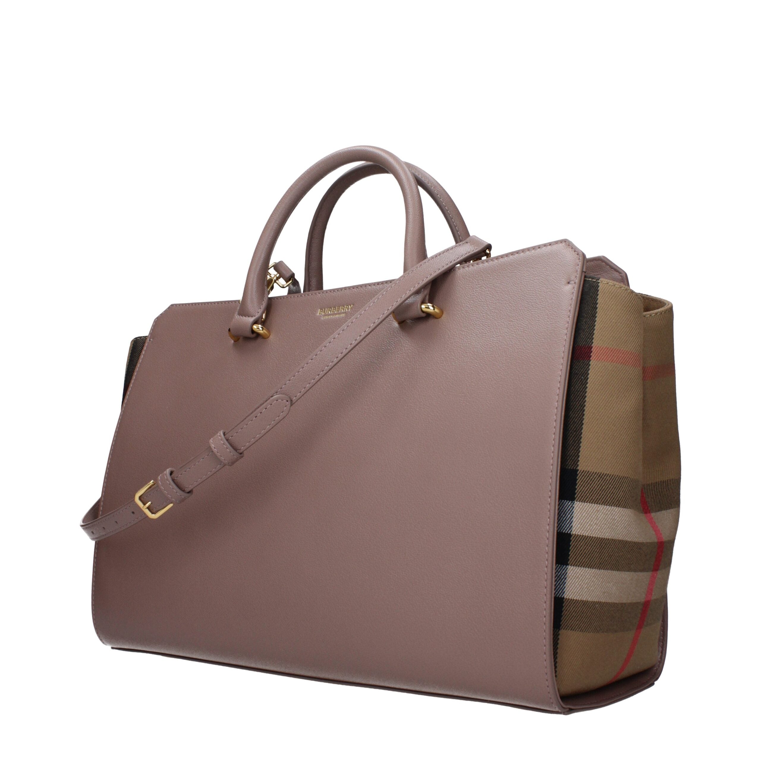 Borsa a Mano Burberry in Pelle Grigia, Logo Frontale e Tracolla Amovibile