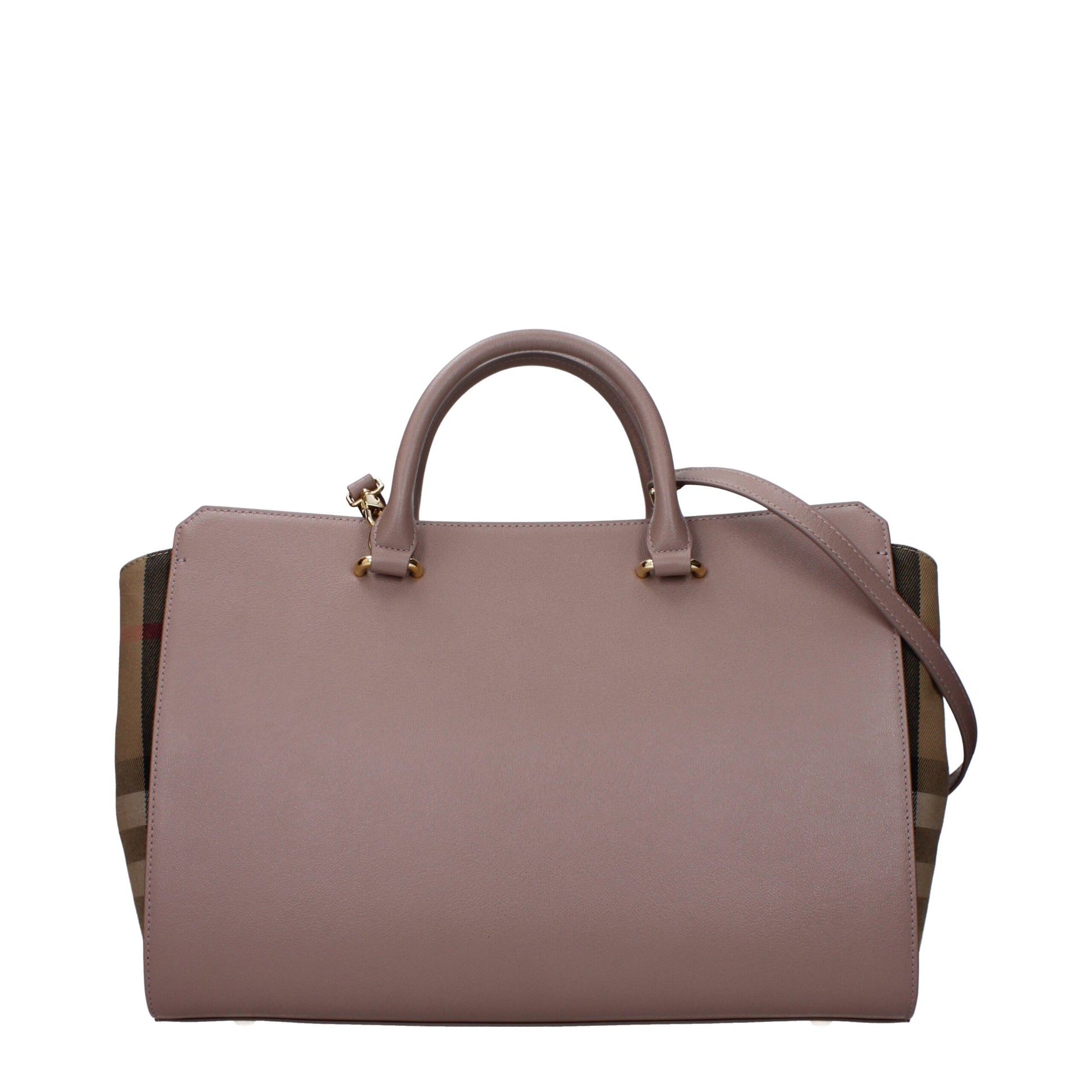 Borsa a Mano Burberry in Pelle Grigia, Logo Frontale e Tracolla Amovibile