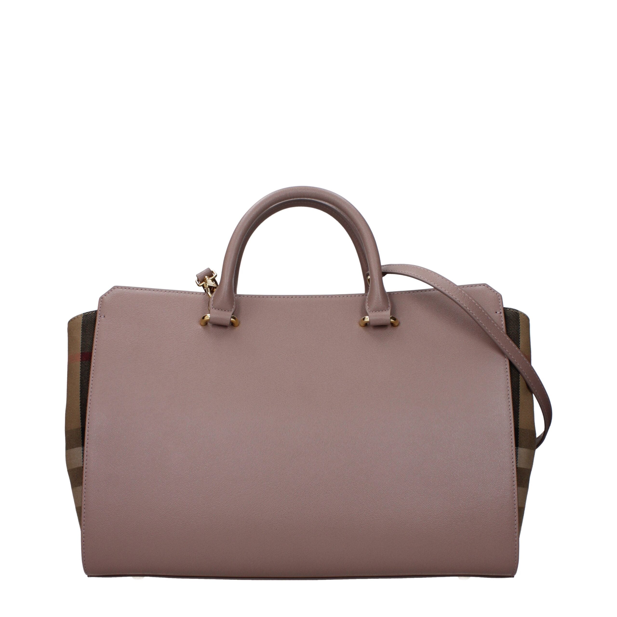 Borsa a Mano Burberry in Pelle Grigia, Logo Frontale e Tracolla Amovibile