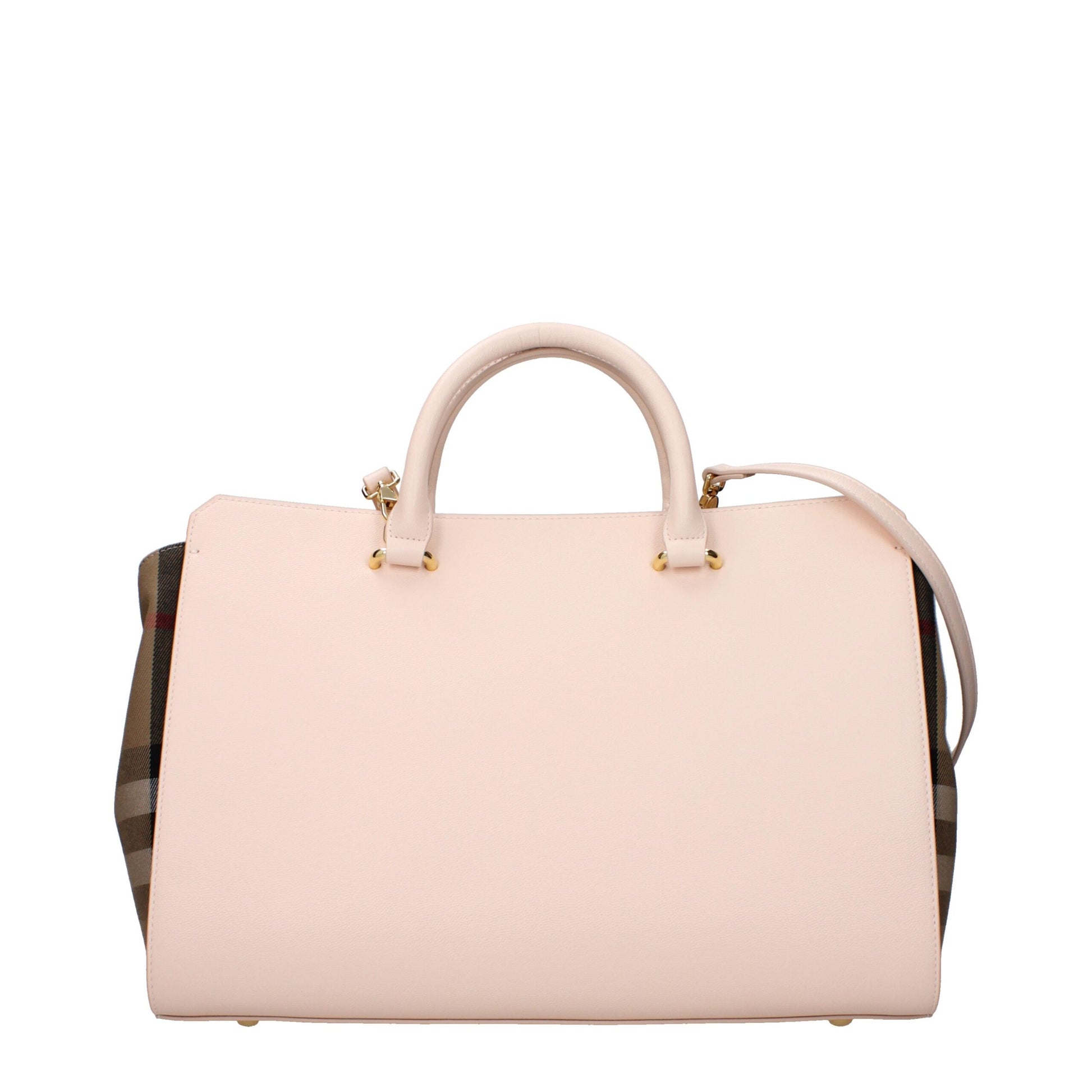 Borsa a Mano Burberry in Pelle Rosa, Logo Frontale e Tracolla Amovibile