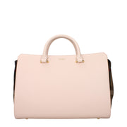 Borsa a Mano Burberry in Pelle Rosa, Logo Frontale e Tracolla Amovibile