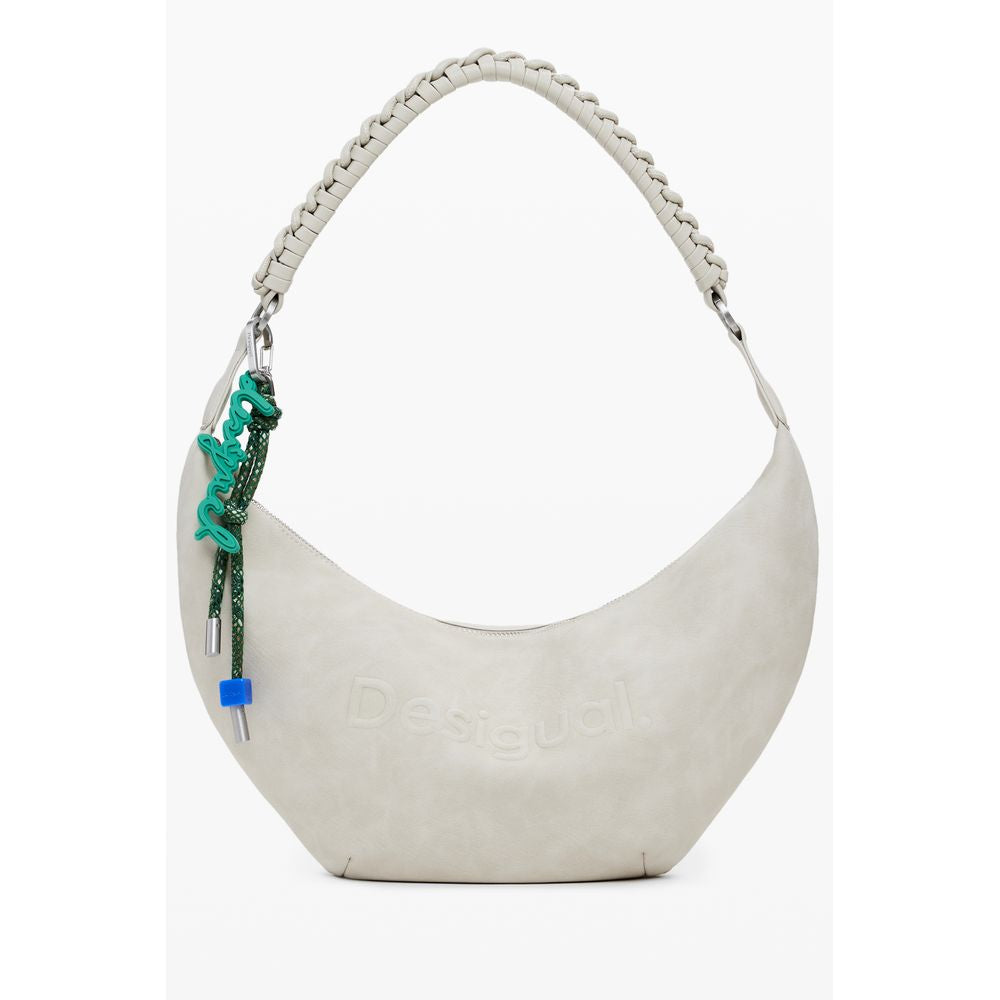 Borsa a Mano Desigual HALF LOGO ZANTE in Polietilene Beige, Tracolla Regolabile