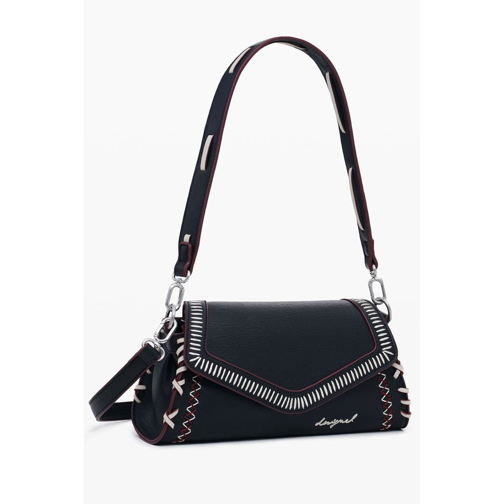Borsa a Mano Desigual Manhattan Pespuntes Zarauz in Polietilene Nero