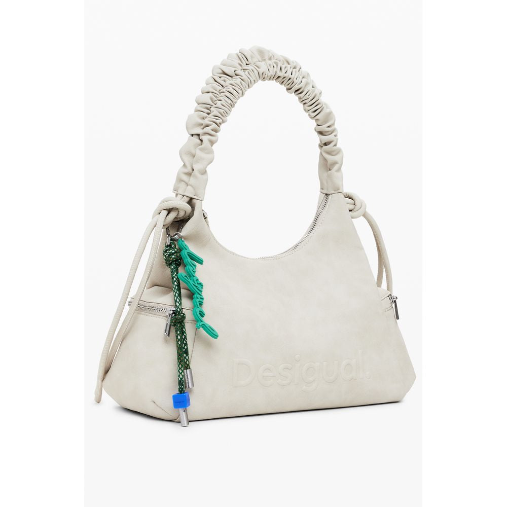 Borsa a Mano Desigual Montville Half Logo in Polietilene Beige, 3 Tasche Esterne