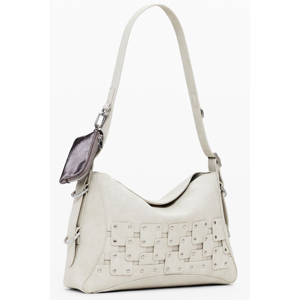 Borsa a Mano Desigual New Patch in Polietilene Beige, Portamonete Amovibile