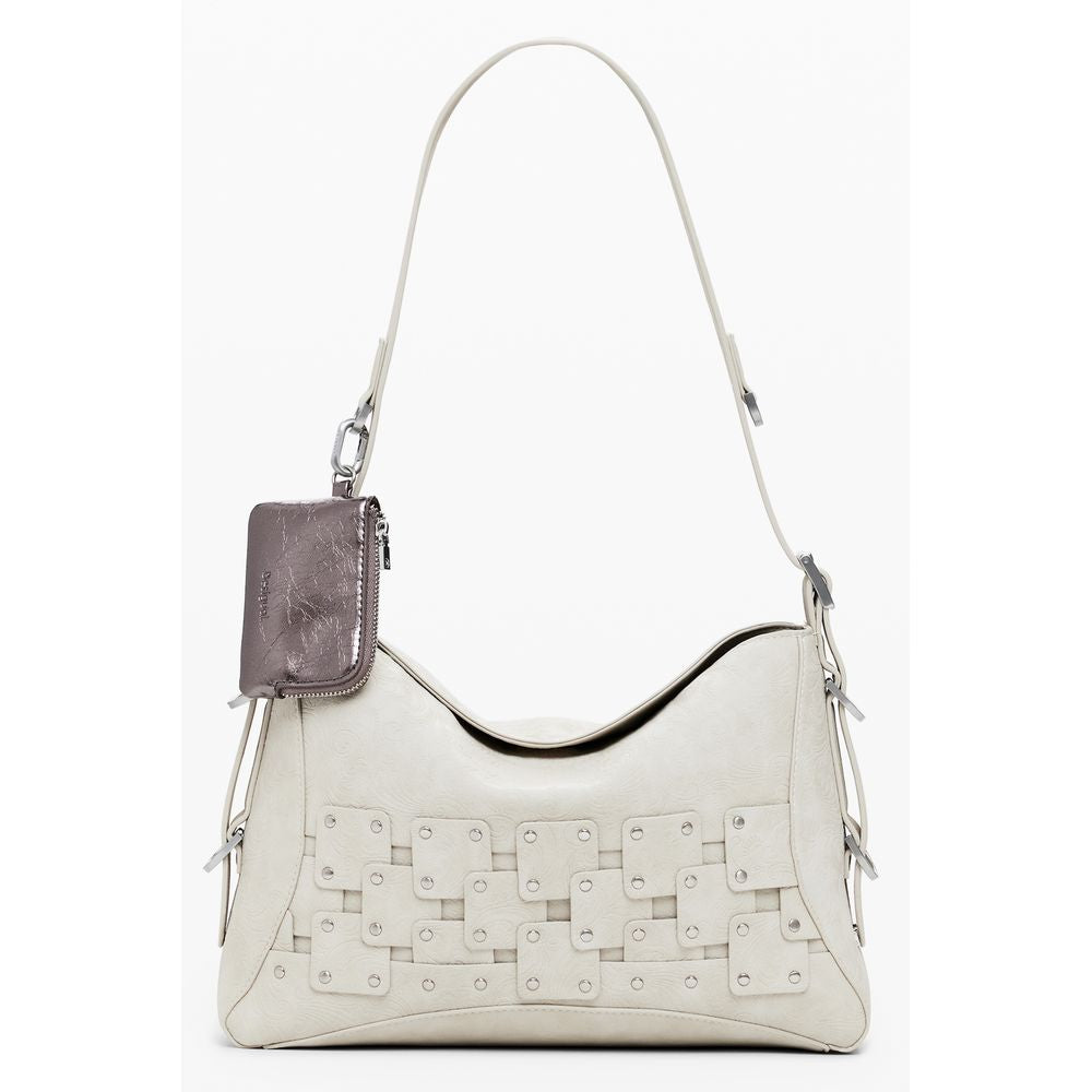 Borsa a Mano Desigual New Patch in Polietilene Beige, Portamonete Amovibile