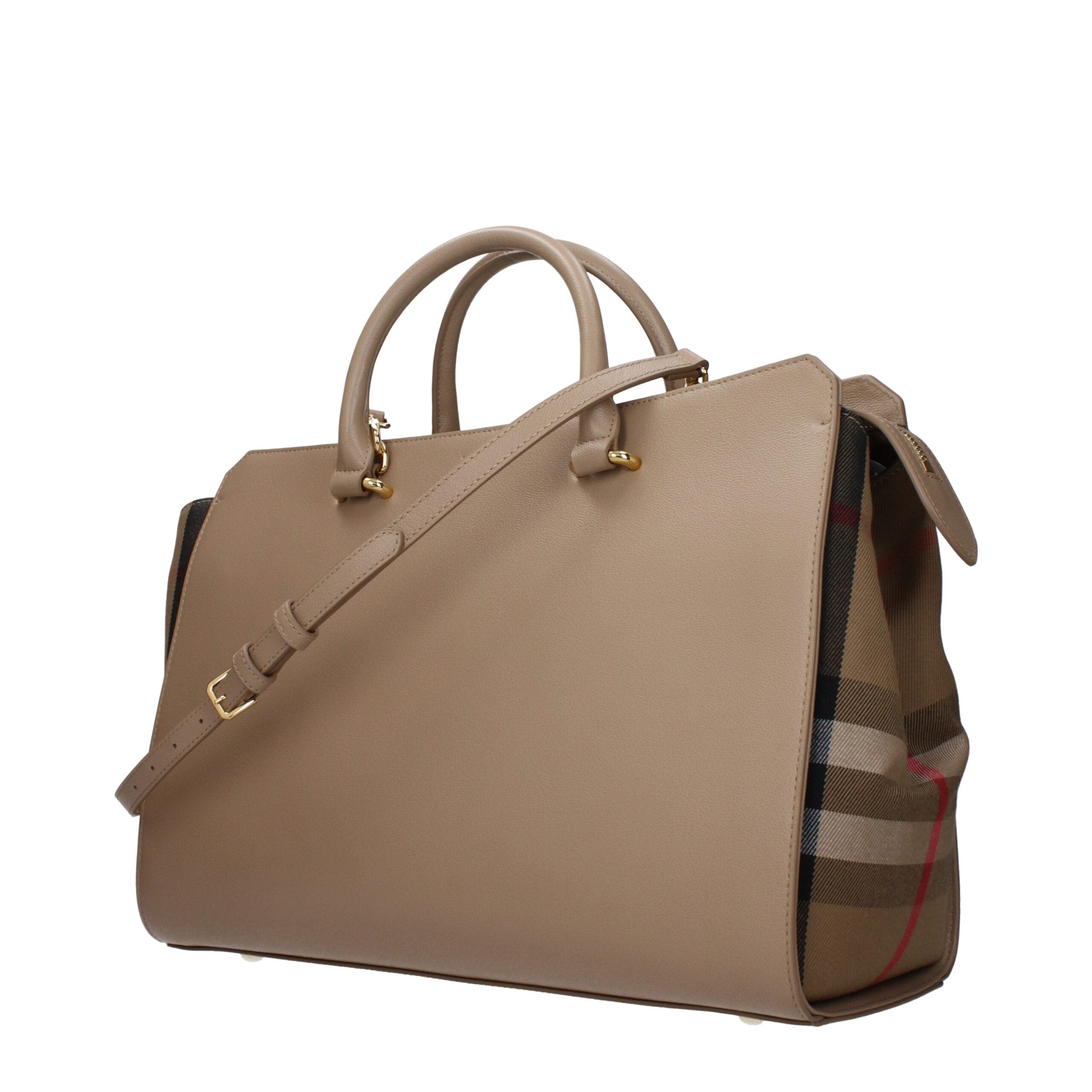 Borsa a Mano Media Burberry in Pelle Beige, Chiusura Zip, Logo Frontale