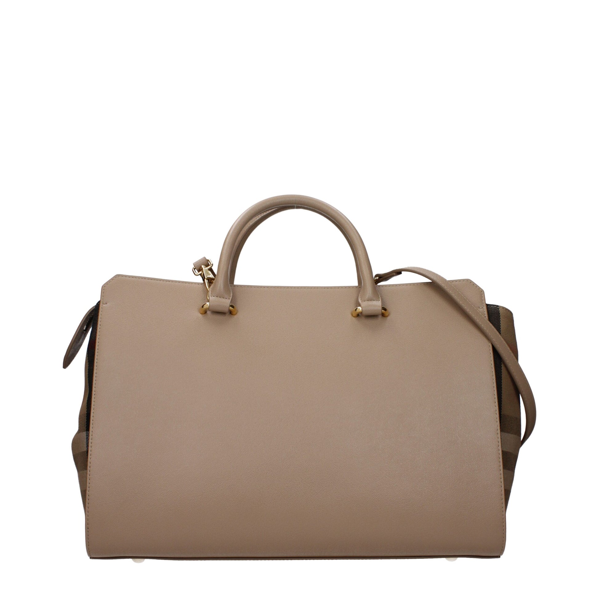 Borsa a Mano Media Burberry in Pelle Beige, Chiusura Zip, Logo Frontale