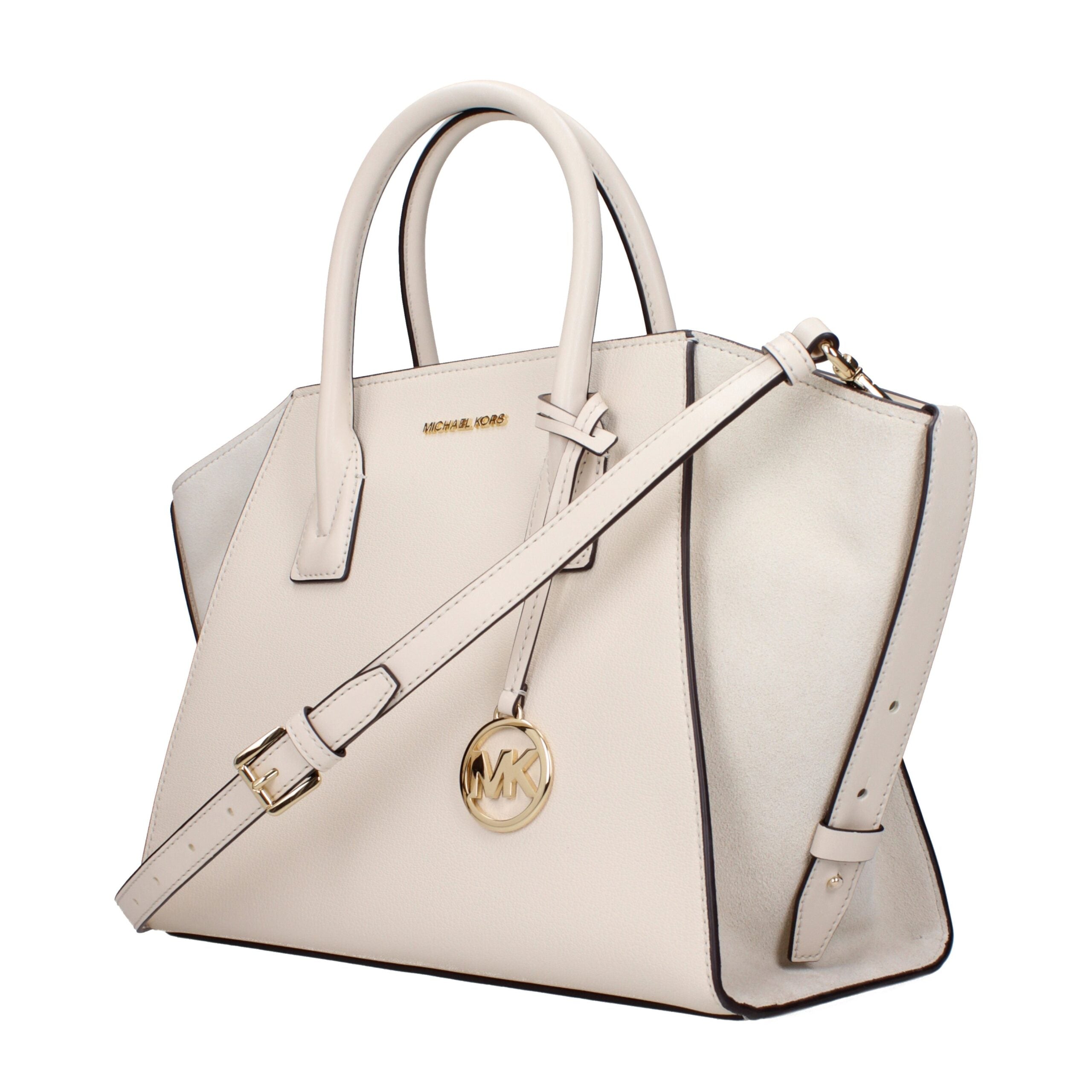 Borsa a Mano Michael Kors Avril Grande in Pelle Crema Chiaro