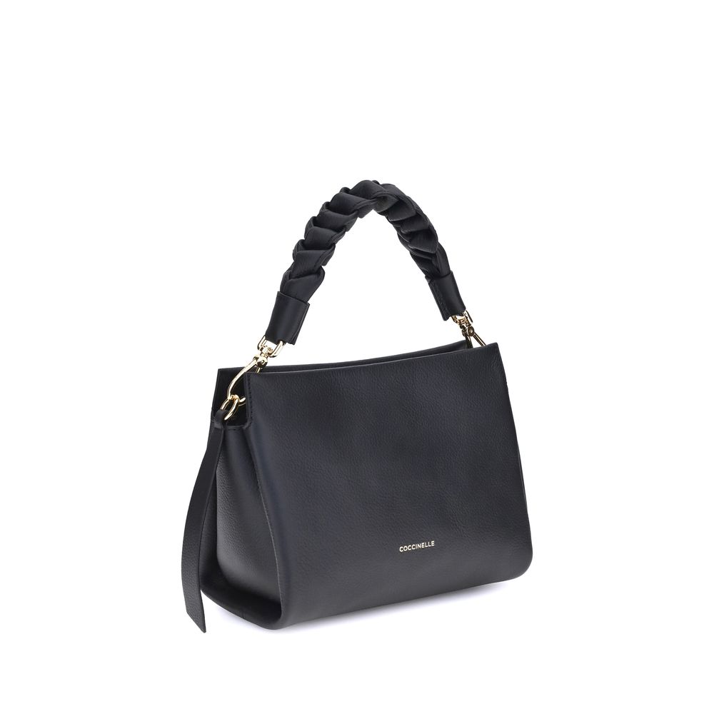 Coccinelle Bohème Small Handbag in Double Leather, Black/Cognac
