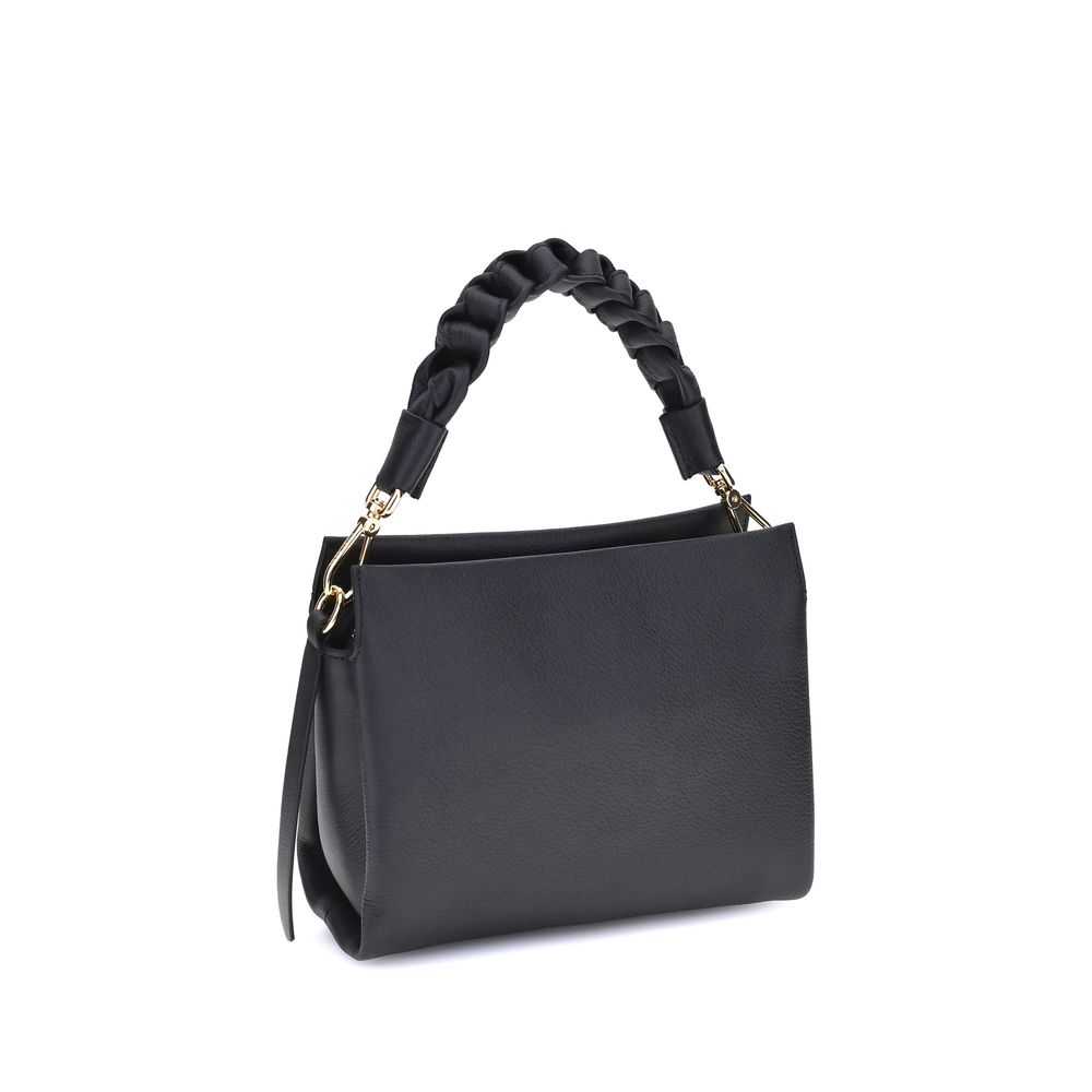 Coccinelle Bohème Small Handbag in Double Leather, Black/Cognac